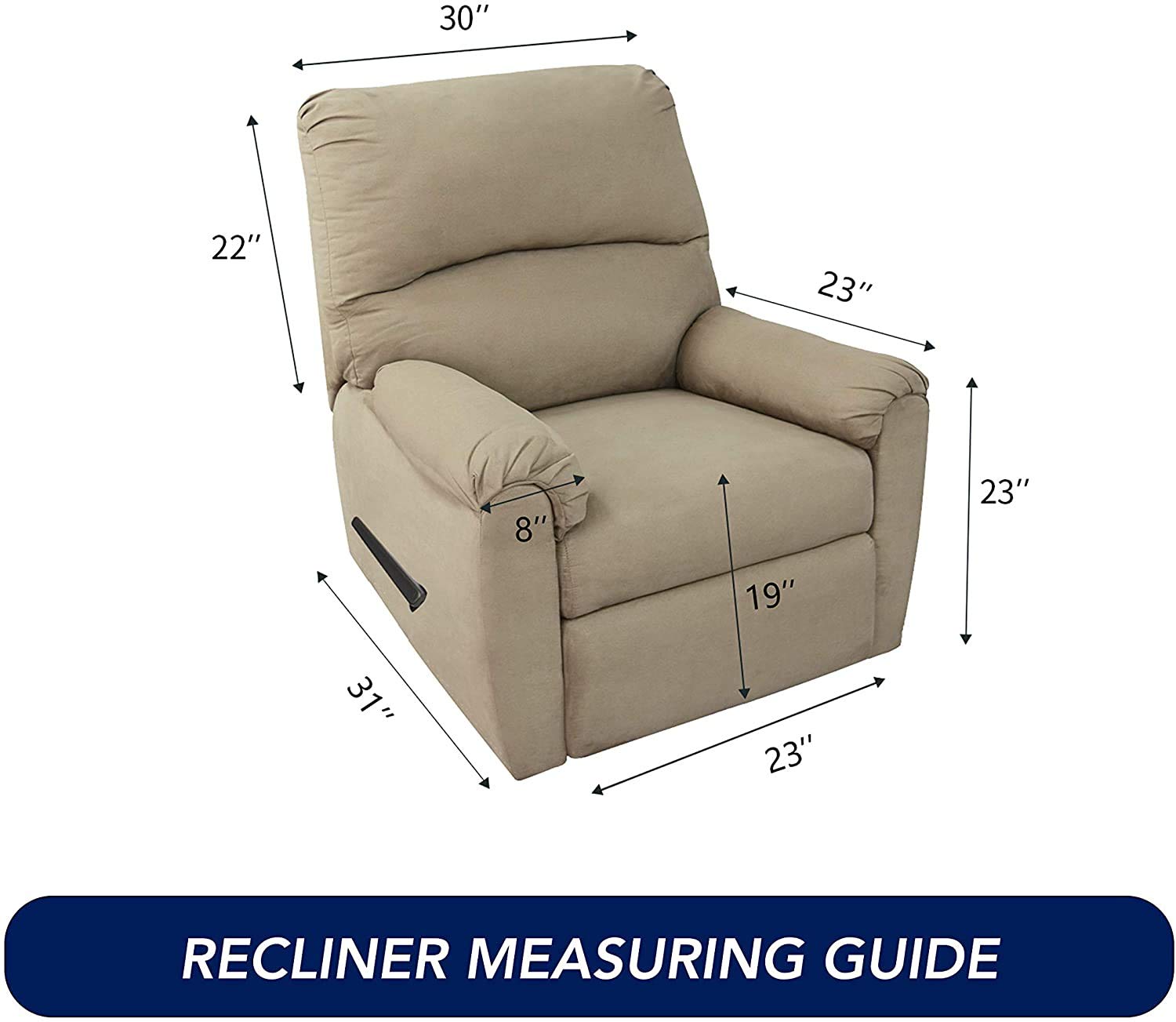 PureFit Stretch Recliner Sofa Slipcover with Pocket - Spandex Jacquard Non-Slip Sofa Cover, Washable Furniture Protector with Elastic Bottom for Kids & Pets (Recliner, Greyish Green) - Perfect for Living Room, Family Room & Home Theater Seating Protection