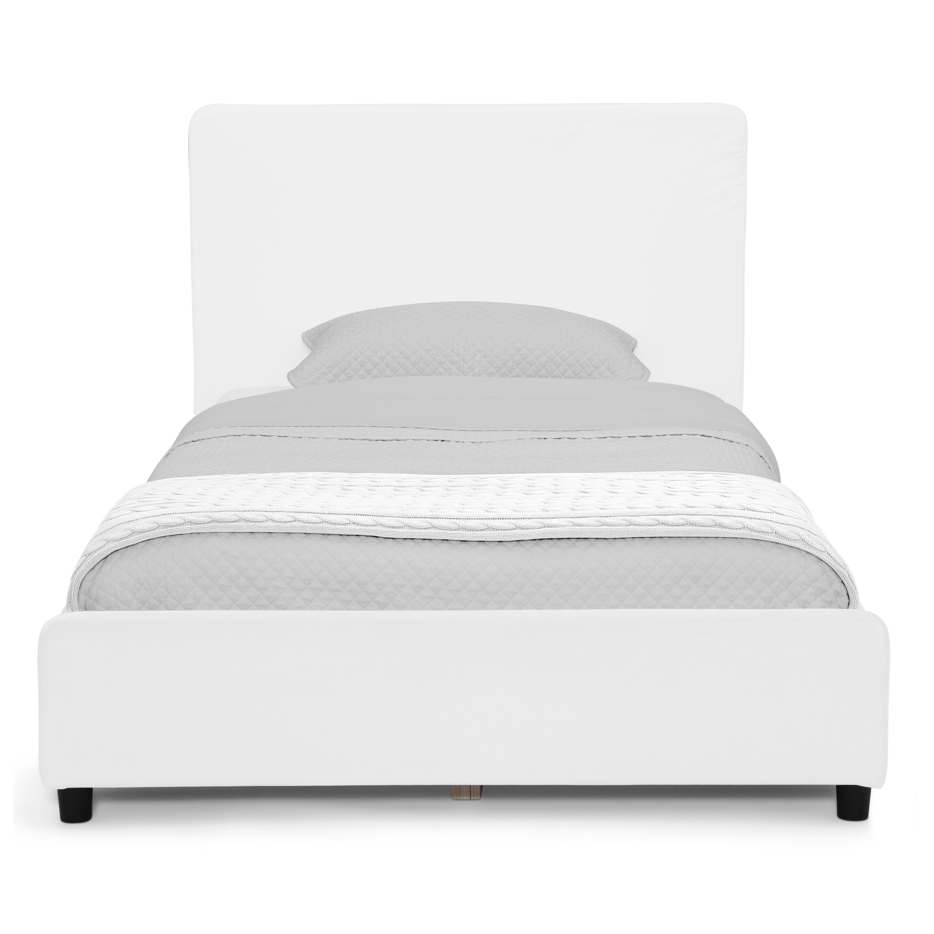 Upholstered Twin Bed with Headboard - Soft Fabric Bed Frame for Kids & Teens - Perfect for Bedrooms, Dorms & Guest Rooms