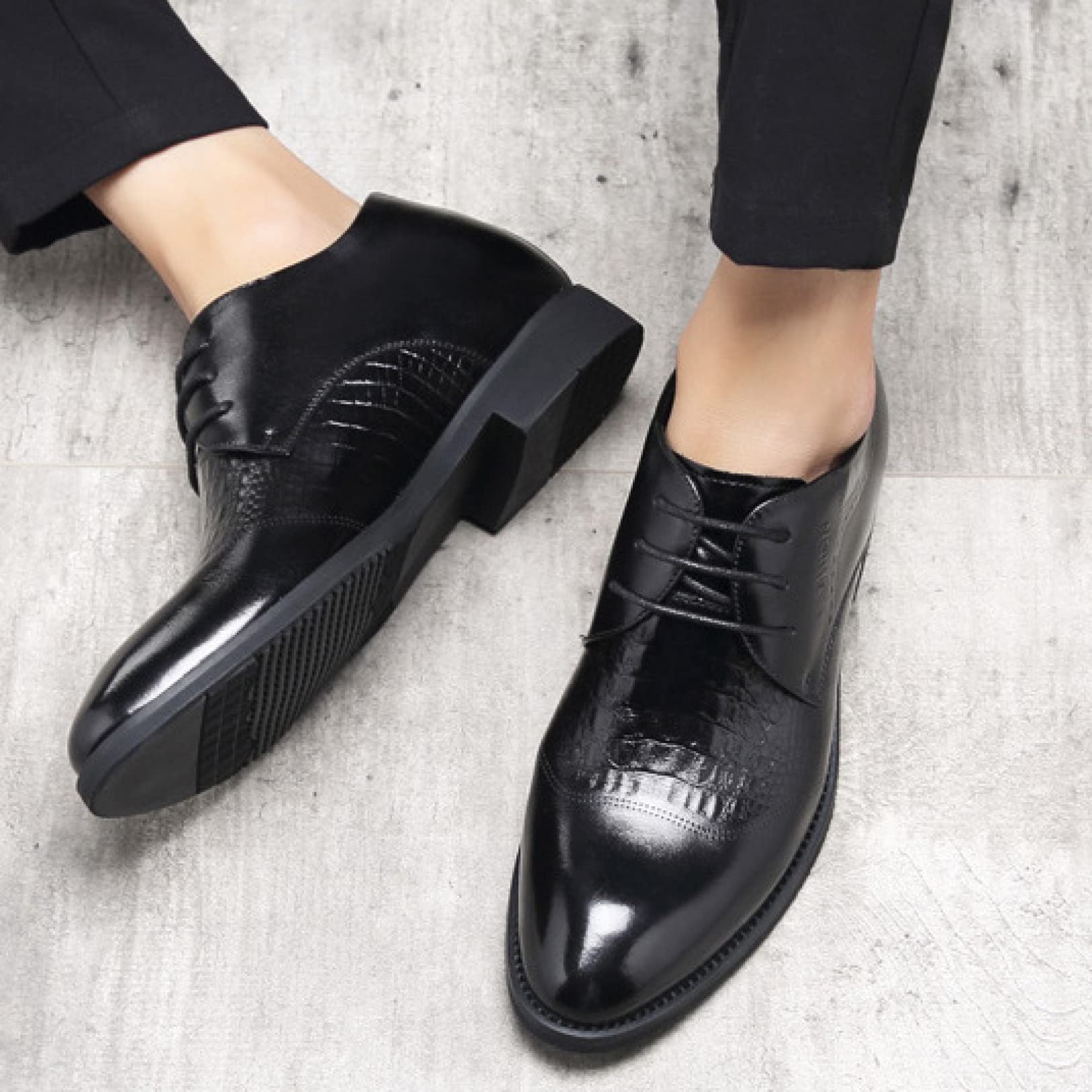 Men's Comfortable Pointed Toe Oxford Dress Shoes - Height Increasing Derby Business Formal Shoes for Men | Perfect for Office, Wedding & Special Occasions