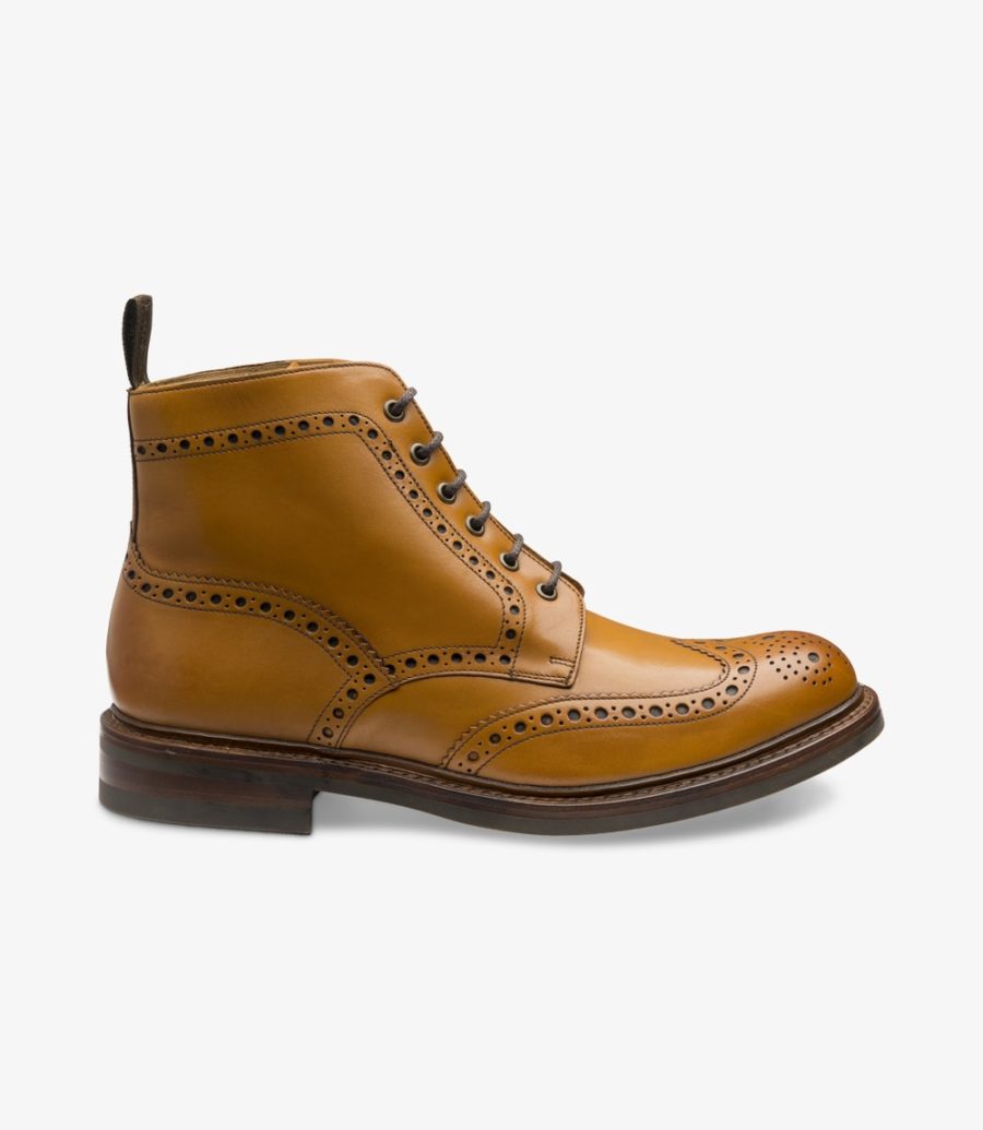 Loake Bedale Tan Leather Ghillie Boots - Premium 1880 Collection | Classic Men's Dress Shoes for Formal Occasions, Weddings & Outdoor Events