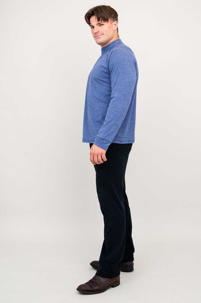 Men's Denim Henley Shirt - Soft Bamboo Fabric for Casual Wear & Outdoor Activities
