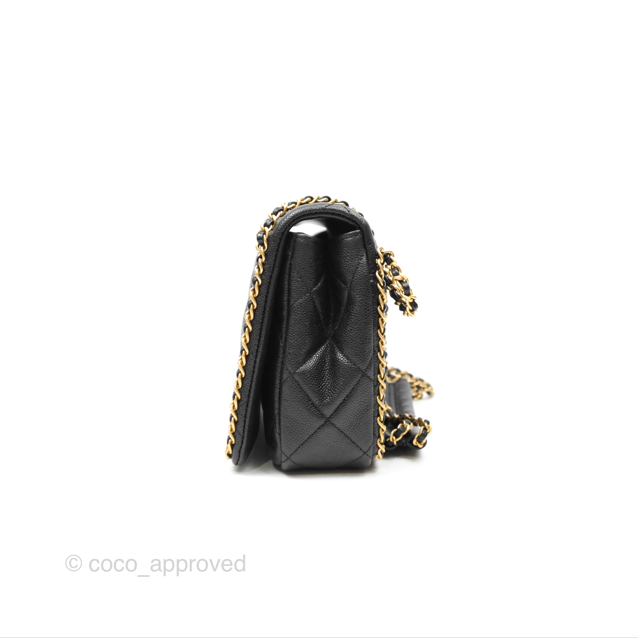 Chanel Chain Around Flap Bag Black Caviar Leather with Aged Gold Hardware - Luxury Crossbody Bag for Women, Perfect for Evening Parties & Special Occasions