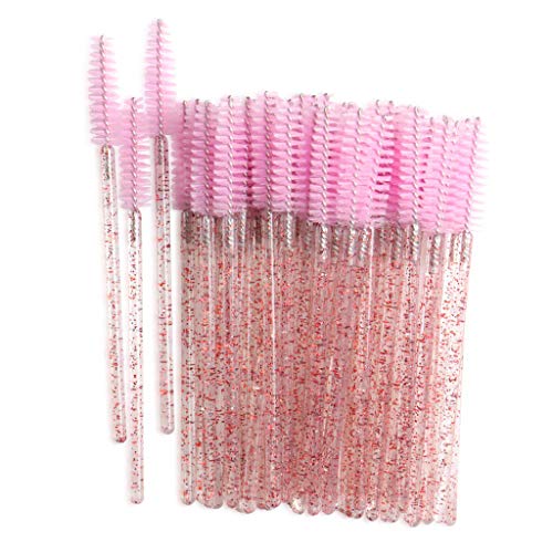 100PCS Eyelash Brushes with Crystal Rod - Professional Eyelash Extension Applicator & Grafting Tools (Pink) - Perfect for Salon, Spa & Home Lash Extension Kits