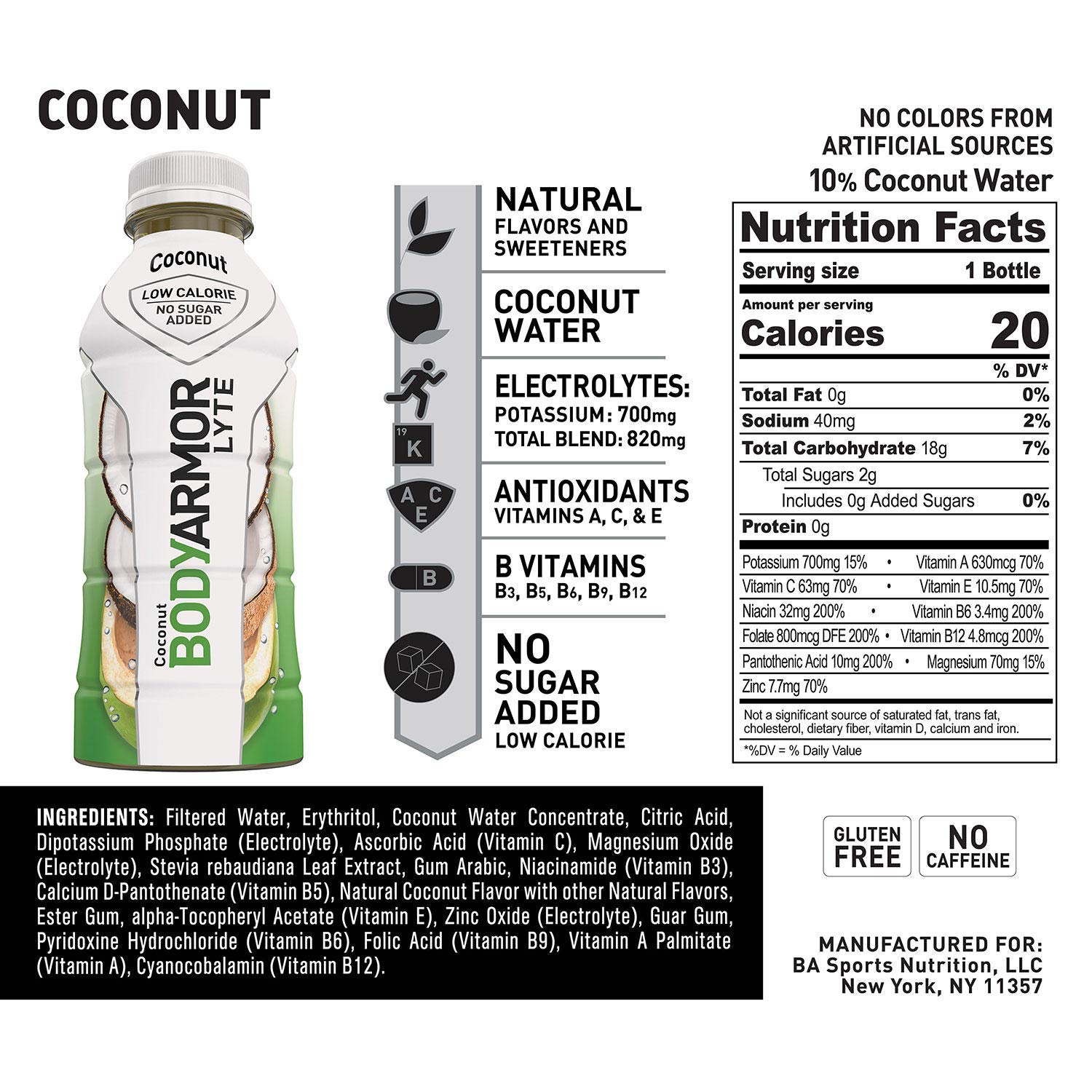 BODYARMOR Lyte Sports Drink Variety Pack - 20 Bottles (16 oz Each, 4 Flavors) | Hydration for Athletes, Gym, Workouts & Outdoor Activities