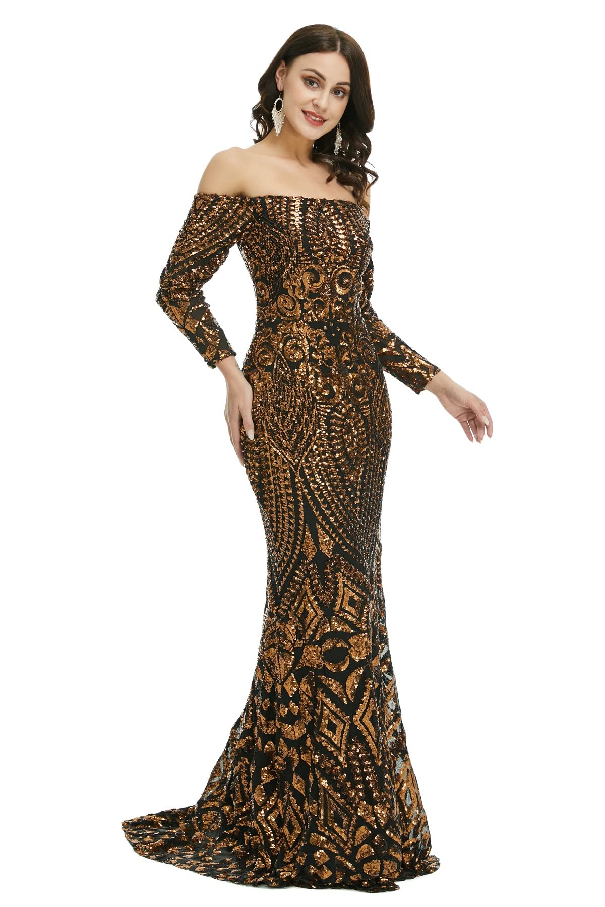 Elegant Off Shoulder Mermaid Prom Dress for Women - Sparkling Sequined Evening Gown for Party, Wedding & Special Occasions | Perfect for Bridesmaids, Cocktail Events & Formal Dinners