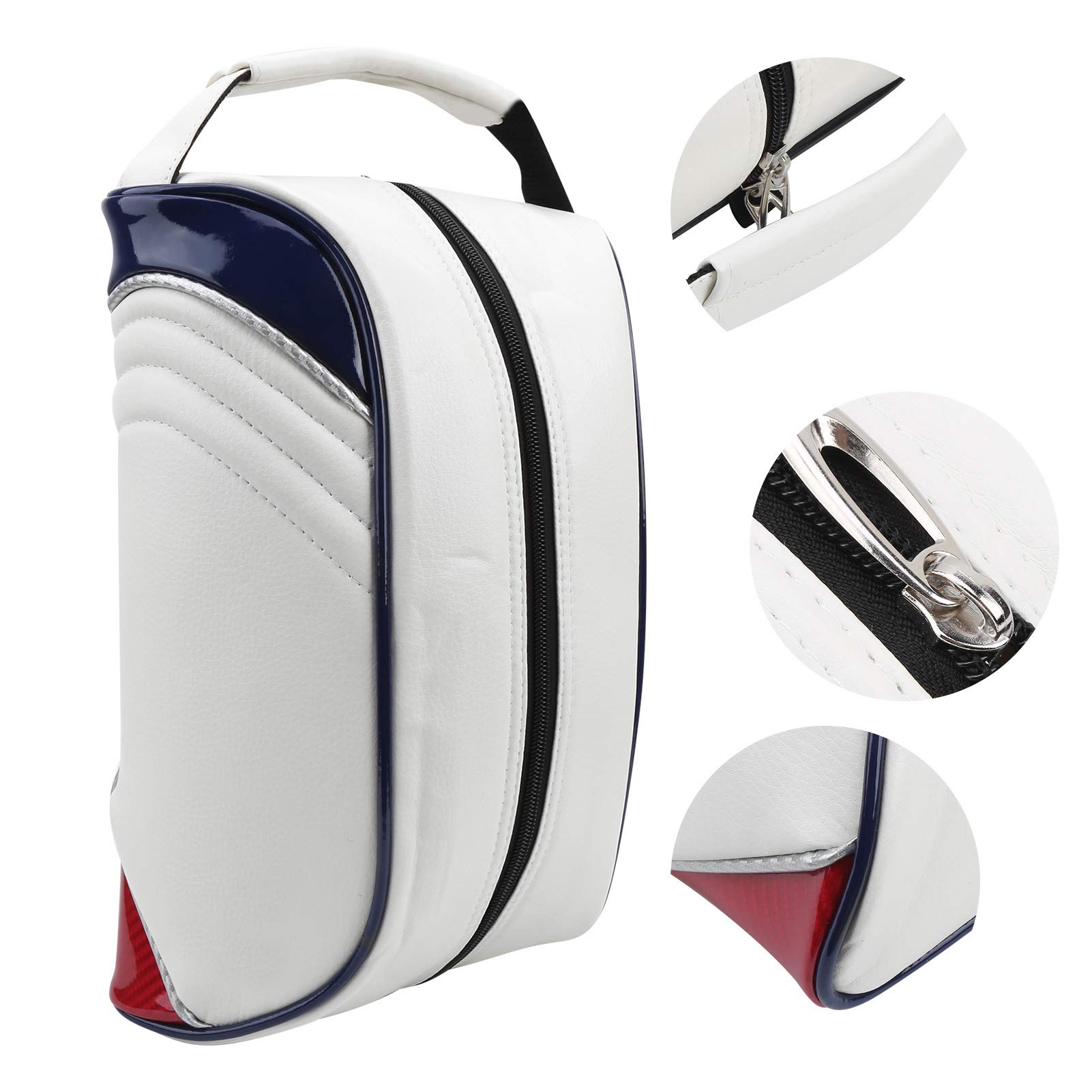 EVTSCAN Premium PU Leather Golf Shoe Bag - Waterproof Dustproof Travel Shoe Carrier for Men & Women - Perfect for Golf Course, Gym, Travel & Home Storage (White)