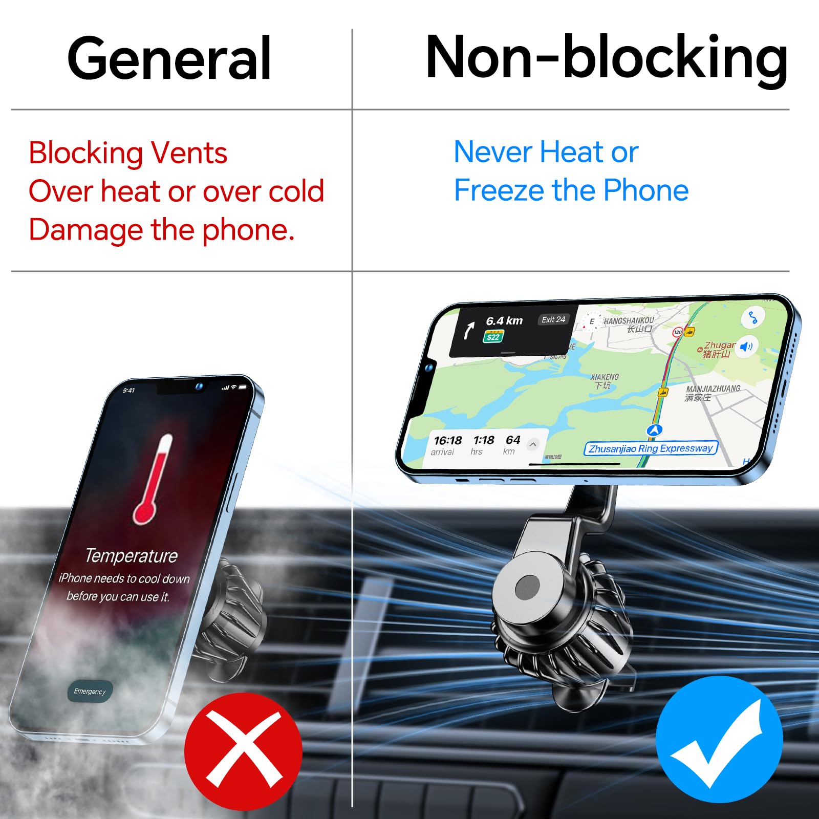 2-Pack Upgraded Magnetic Car Vent Phone Holder - Strong Magnet & 360° Rotation Mount for iPhone, Samsung & All Smartphones - Perfect for Hands-Free Driving & GPS Navigation