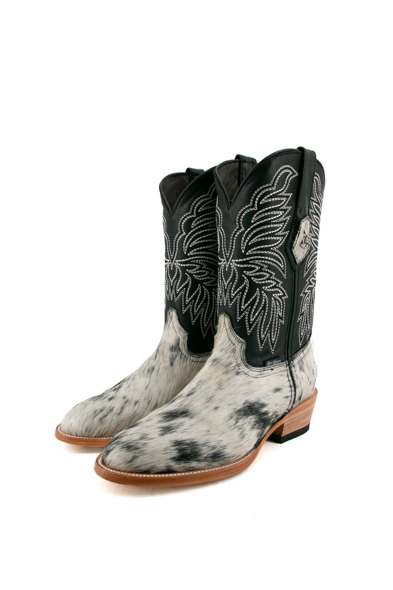 **Men's Genuine Cowhide Round Toe Cowboy Boots - Size 6.5 (Box BM3) - Perfect for Western Rides, Country Music Festivals & Casual Wear**