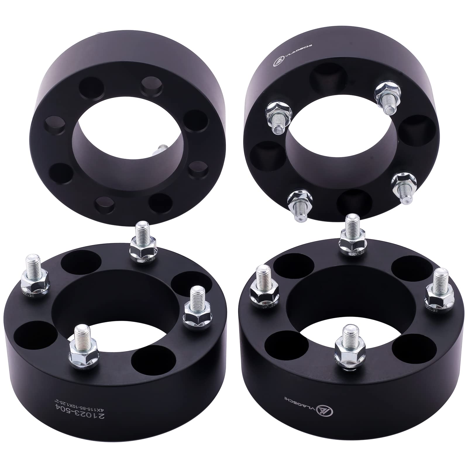 VLAOSCHI 2 Inch Black Forged ATV Wheel Spacers 4x115 Bolt Pattern with 10x1.25 Studs - Compatible with Yamaha Arctic-Cat 4 Lug 4/115 Models (300 400 500 Prowler XT 550 650 700, Raptor 125 350 660R 700) - Heavy Duty Wheel Adapters for Off-Roading & Trail Riding - Pack of 4