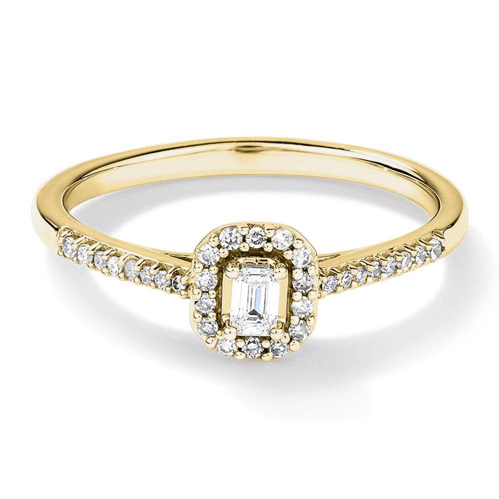 Exquisite Halo Emerald Cut Lab Grown Diamond Promise Ring - Ethical & Affordable Engagement Jewelry for Women - Perfect for Anniversaries, Proposals & Special Occasions