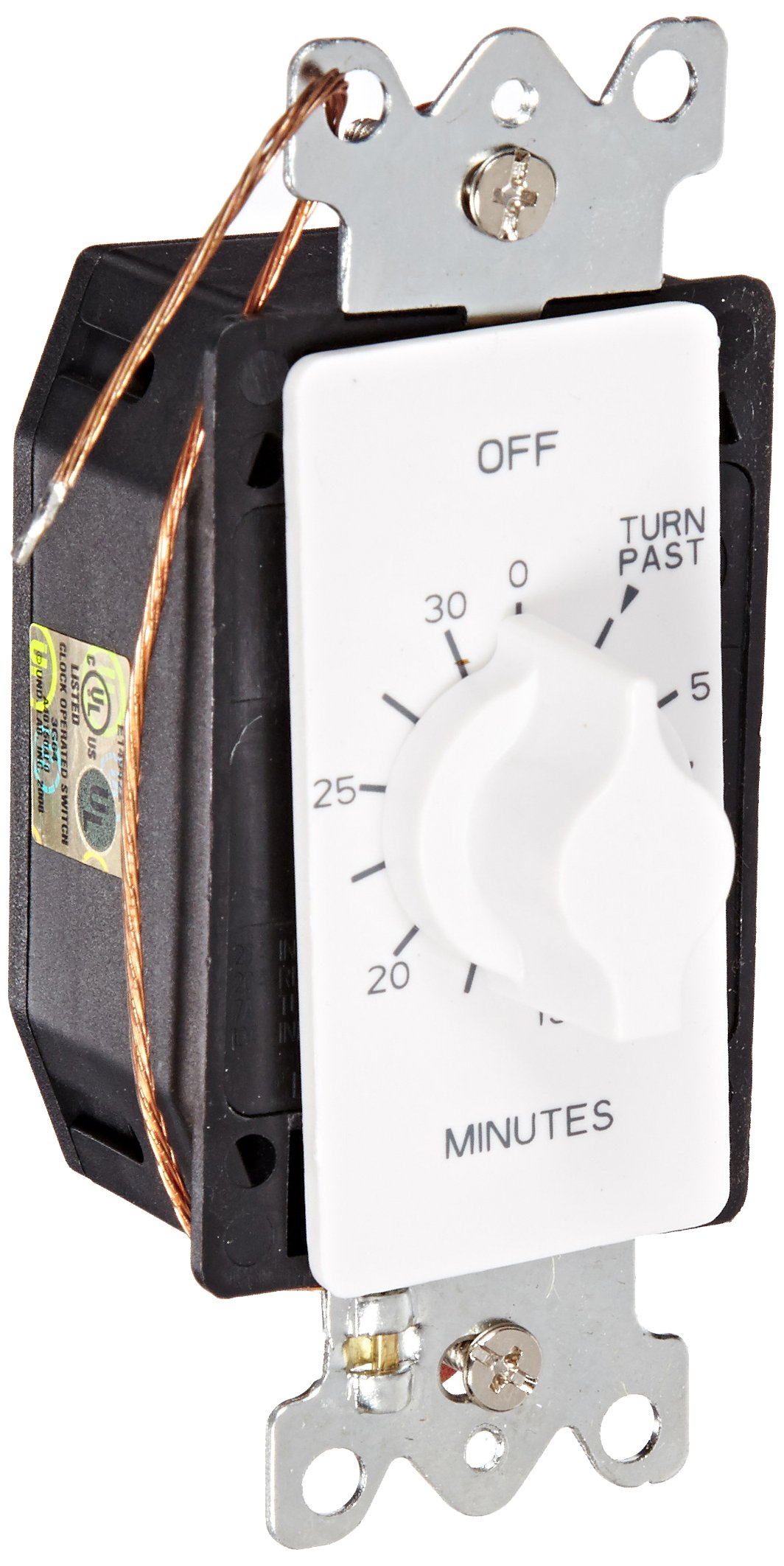 TORK A530MW 30-Minute Spring-Wound In-Wall Timer Switch - White Faceplate for Automatic Fan & Light Control - Perfect for Bathrooms, Kitchens & Home Automation