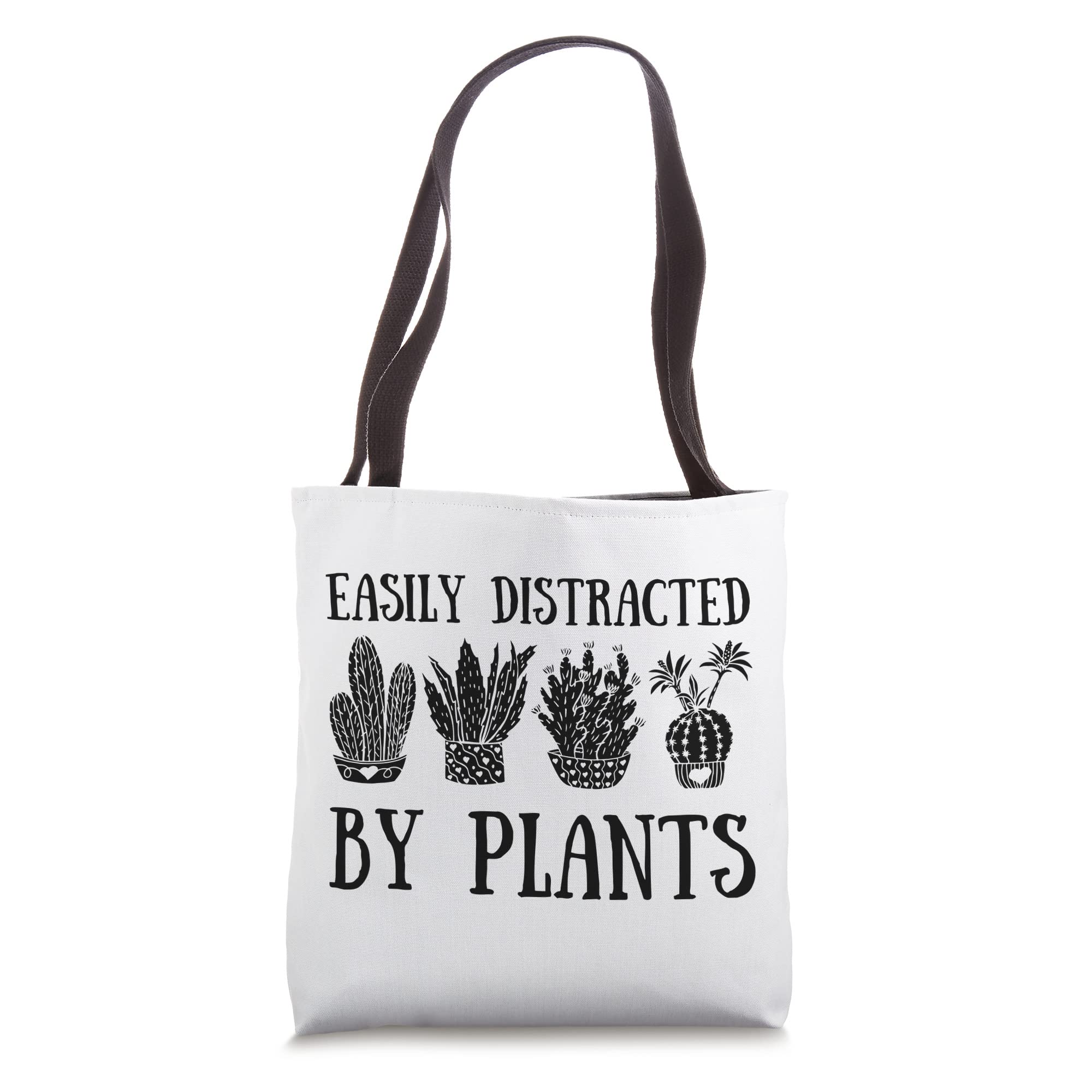 Funny Gardener Easily Distracted by Plants Tote Bag - Cute Gardening Gift for Plant Lovers - Perfect for Farmers Market, Grocery Shopping & Outdoor Adventures