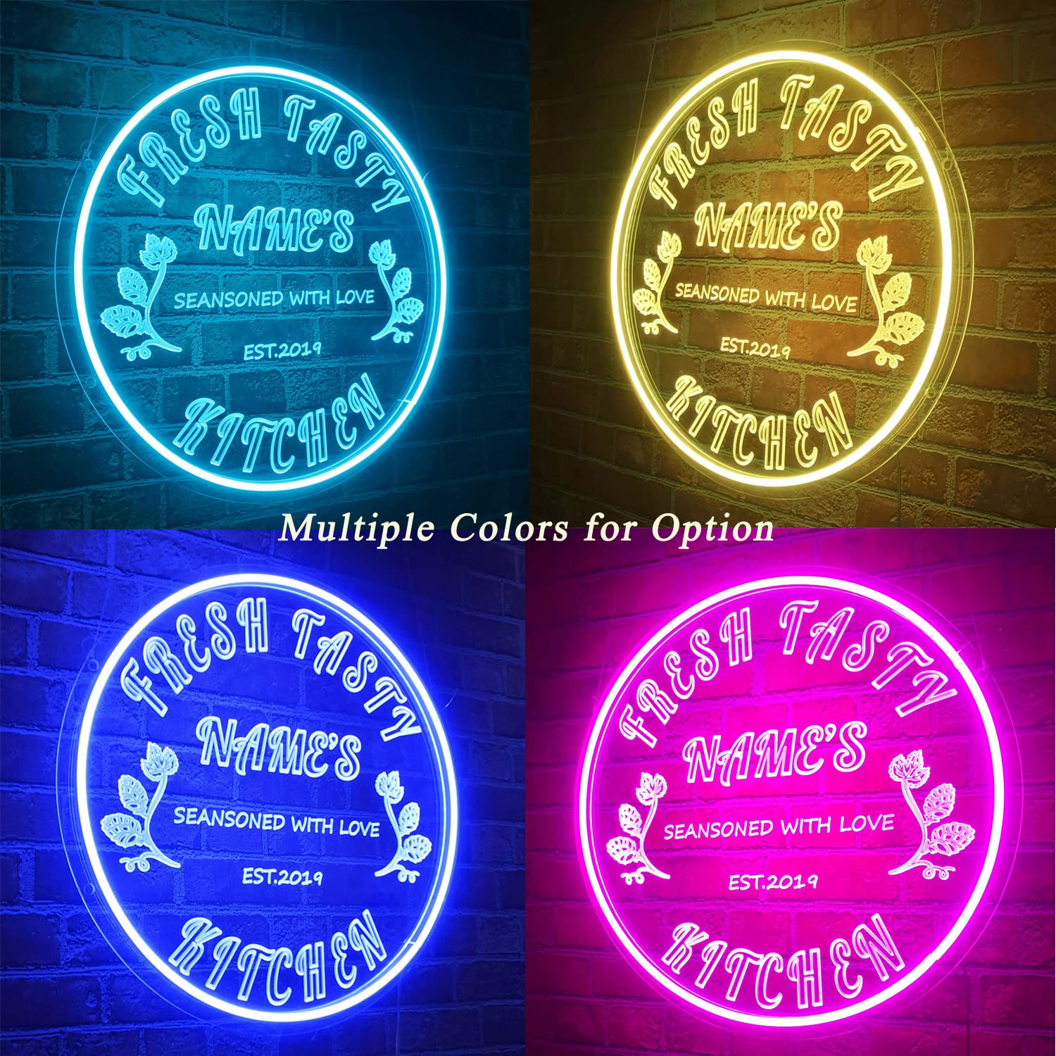 Custom Acrylic Kitchen Neon Light Sign - Personalized Name Wall Decor Art - 16