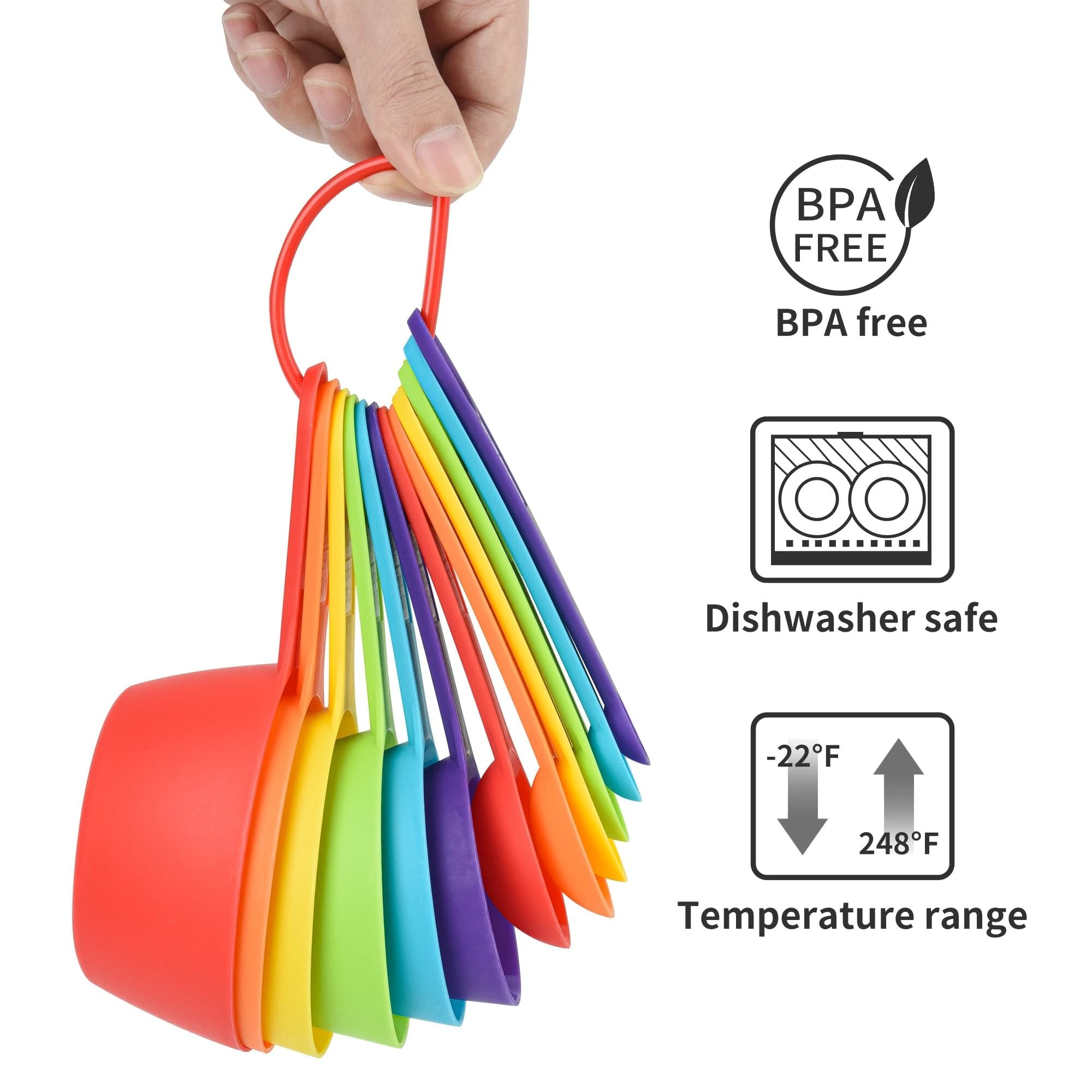12-Piece Plastic Measuring Spoons Set for Coffee, Sugar, Flour - Colorful Kitchen Baking Tools with Dishwasher Safe Design | Perfect for Home Baking, Cooking & Coffee Brewing
