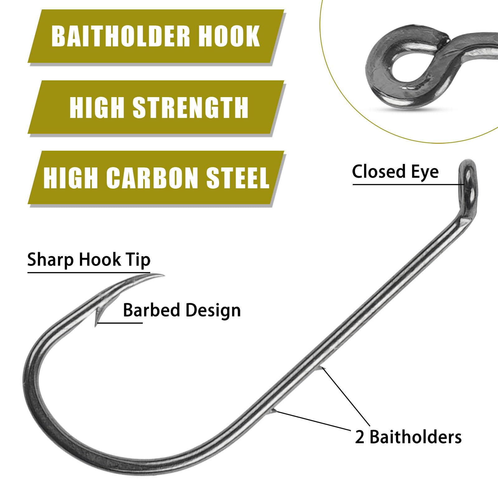 Saltwater Steel Wire Leader Fishing Hook Rigs - Snelled Baitholder Hooks for Bass & Catfish | Freshwater & Saltwater Fishing Lures | Perfect for Shore Fishing, Boat Fishing, and Ice Fishing