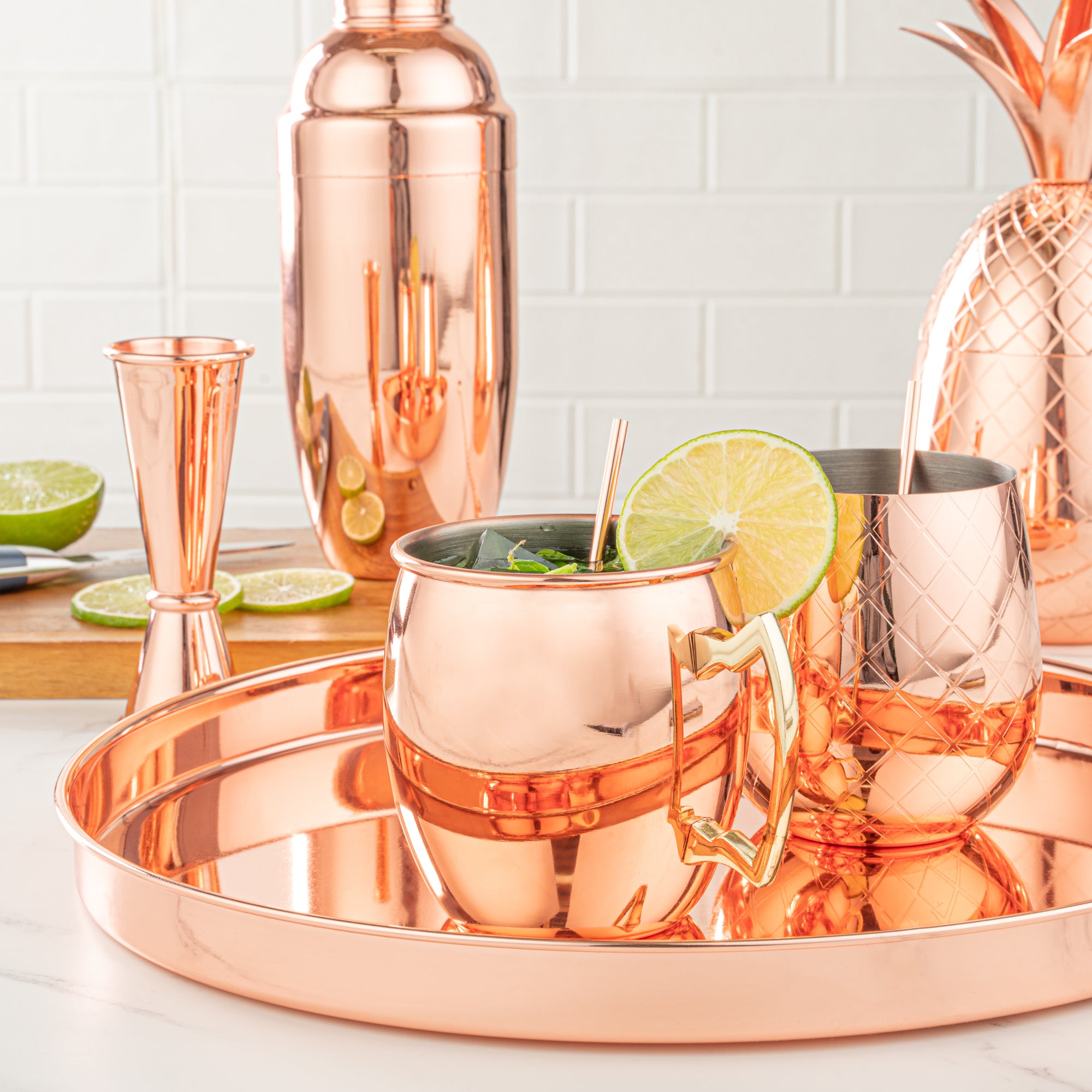 Eco-Friendly Copper Plated Stainless Steel Straws - 2 Pack | Reusable Metal Drinking Straws for Smoothies, Cocktails & Iced Coffee | BPA-Free Dishwasher Safe Straws