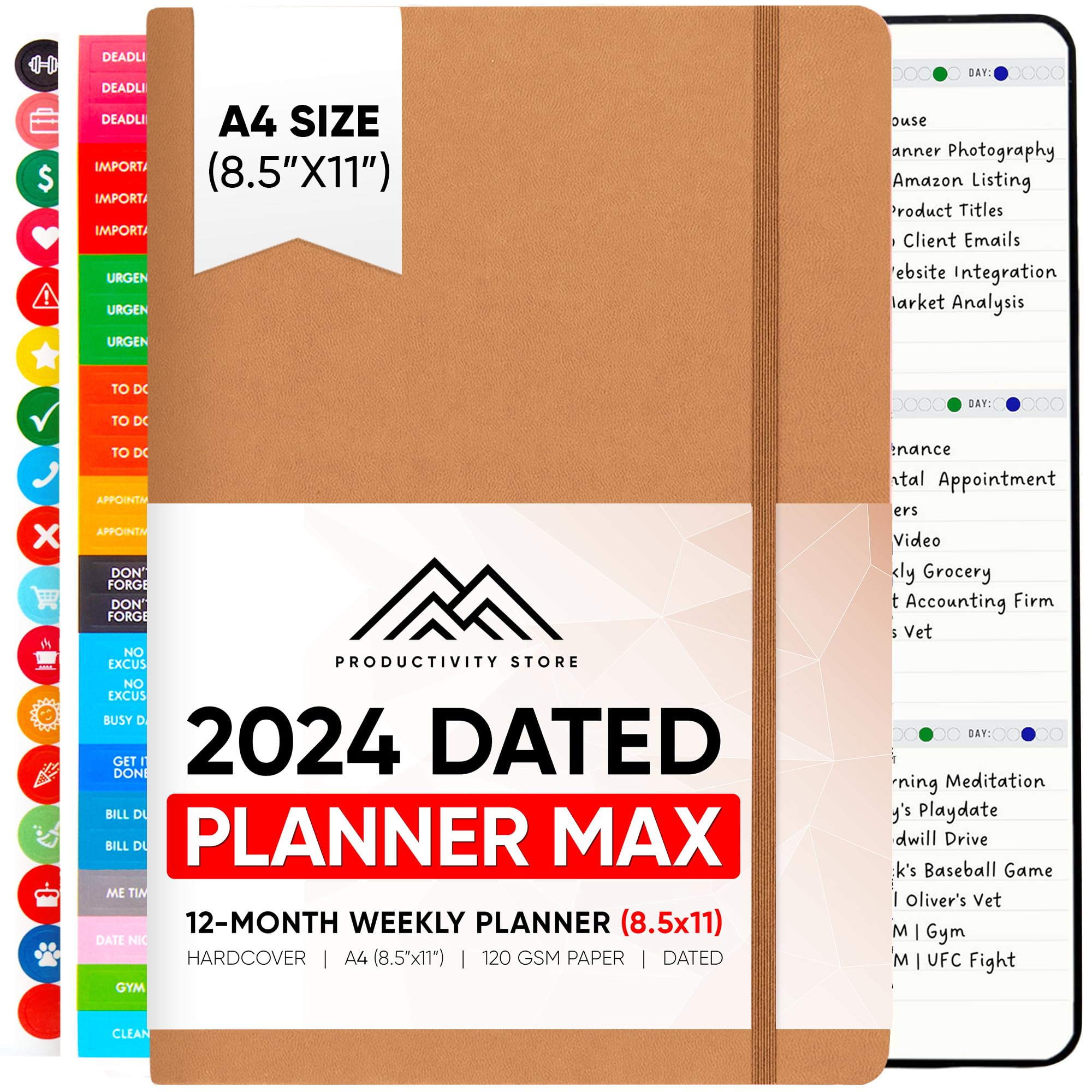 2024-2025 Planner - Daily, Weekly & Monthly Goal Planner 8.5x11 with To-Do List, Calendar, Notes & Stickers | Business Productivity Planner for Professionals & Students | Perfect for Office, School & Home Organization