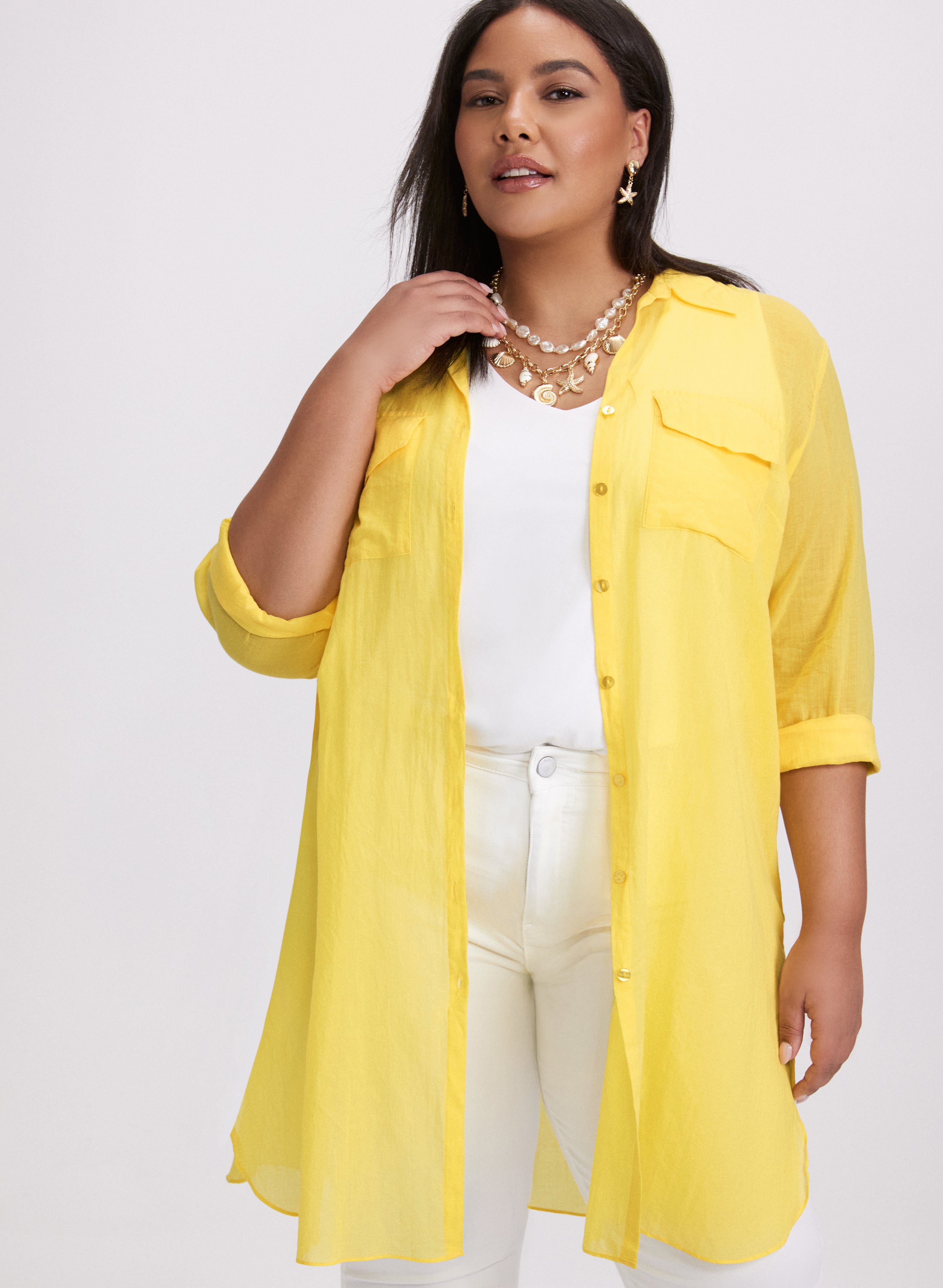 Women's Button Down Tunic Blouse - Casual Long Sleeve Shirt for Work & Everyday Wear | Office, Weekend & Date Night Outfits