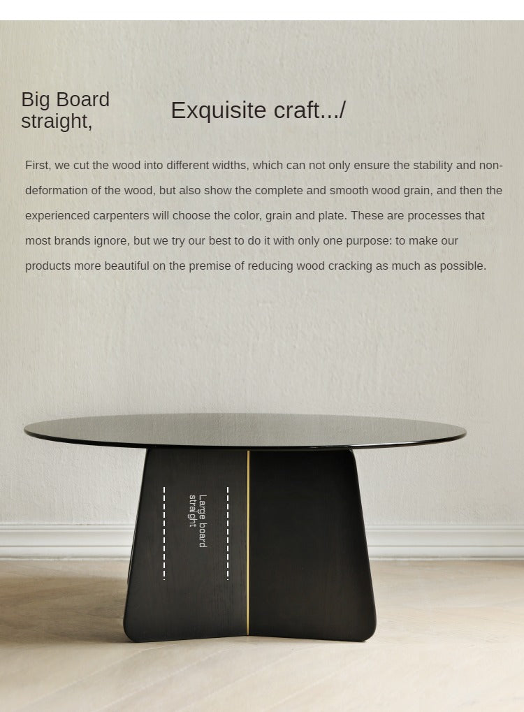 Solid Oak Wood Smoky Coffee Table with Glass Top - Modern Living Room Furniture for Home Decor