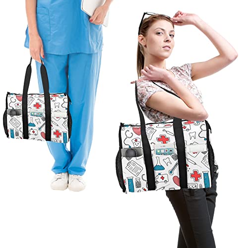 Nurse Tote Bag for Women - Canvas Weekender with Zip for Work & Travel