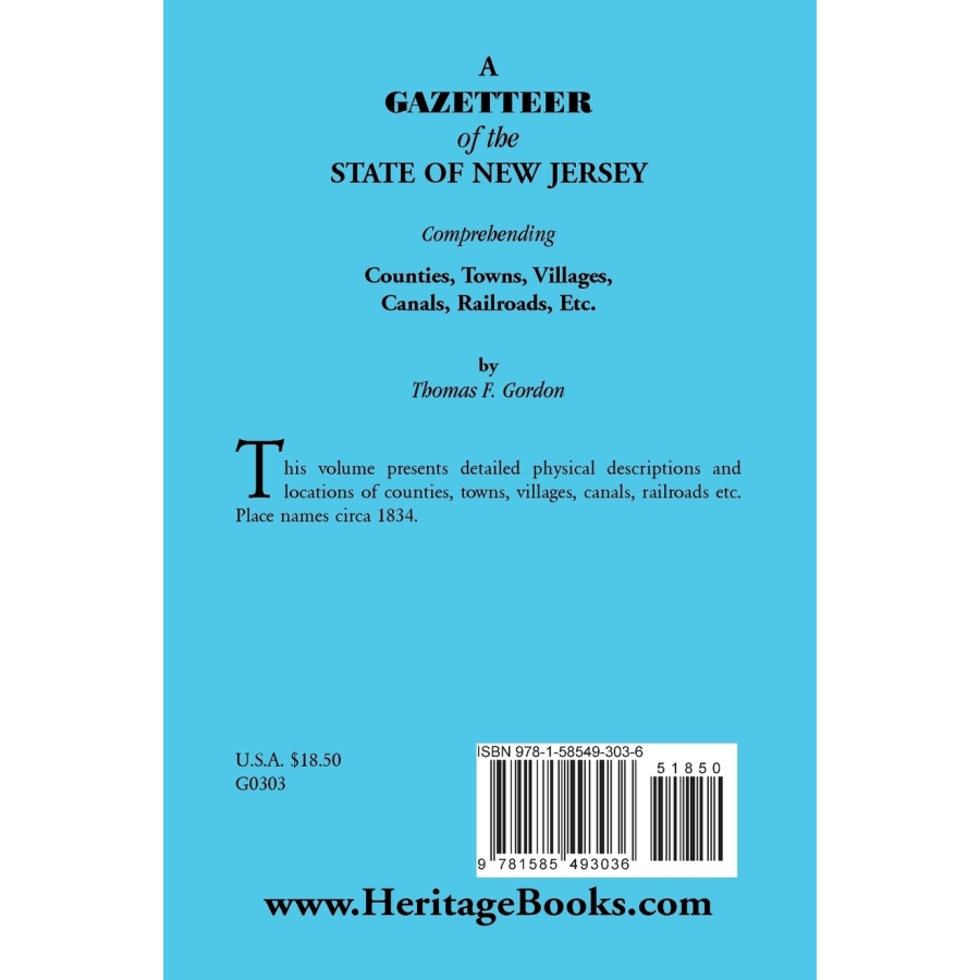 New Jersey State Gazetteer - Alphabetical Entries | Complete Reference for Travel, Research & Genealogy