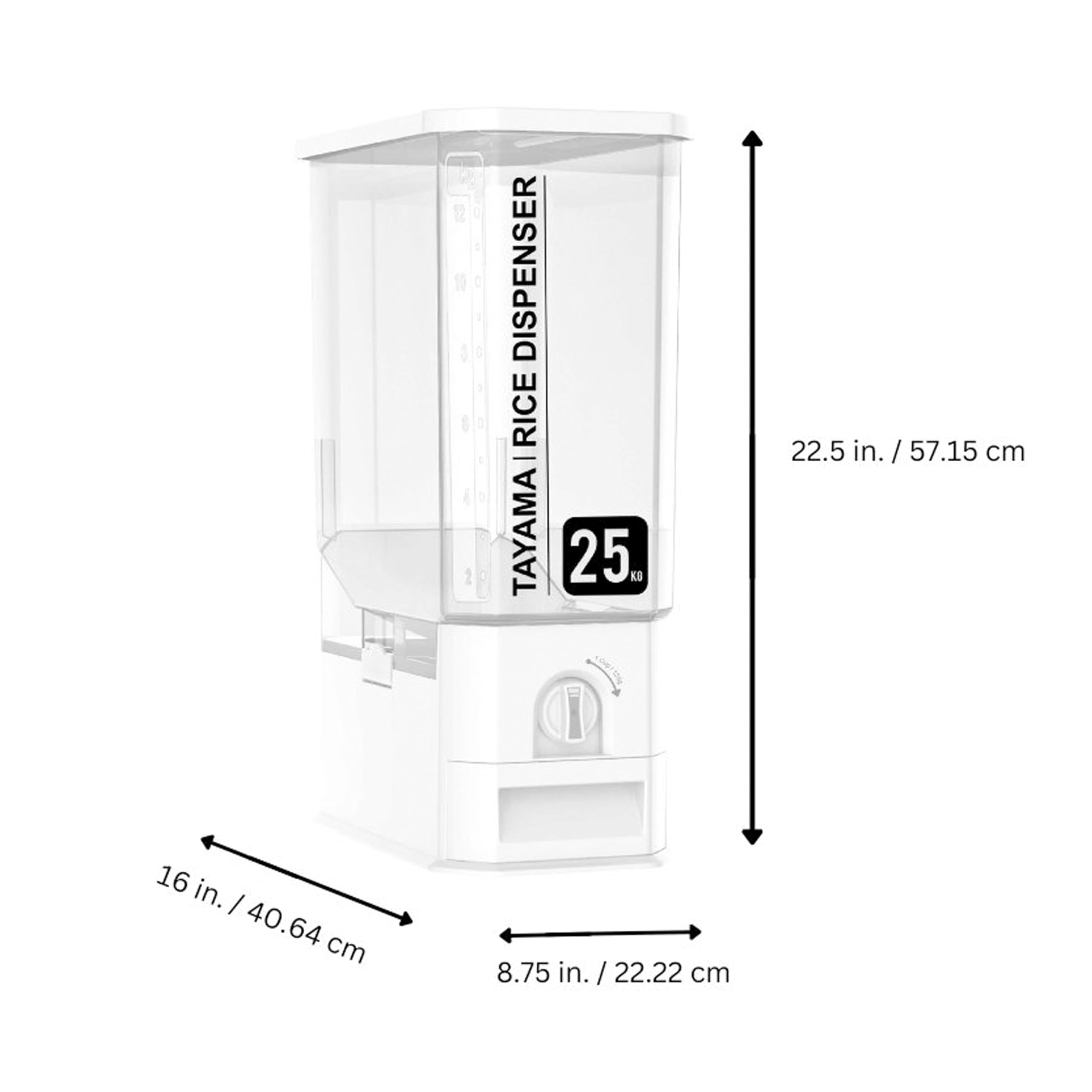 TAYAMA 55 lbs. Capacity Rice Dispenser & Grain Storage Container - Airtight, BPA-Free, Stackable Kitchen Organizer for Rice, Flour, Cereal, Pet Food - Perfect for Pantry, Restaurant & Bulk Food Storage