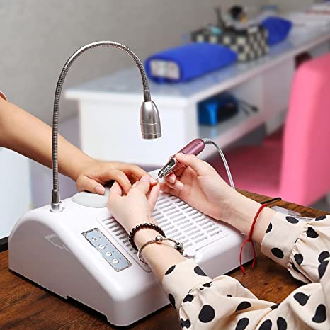 Qtavia 5-in-1 Nail Dust Collector & Polishing Machine - 30000RPM High-Speed Nail Art Vacuum with LED Desk Lamp for Professional Salon & Home Manicure | Perfect for Nail Technicians & DIY Enthusiasts