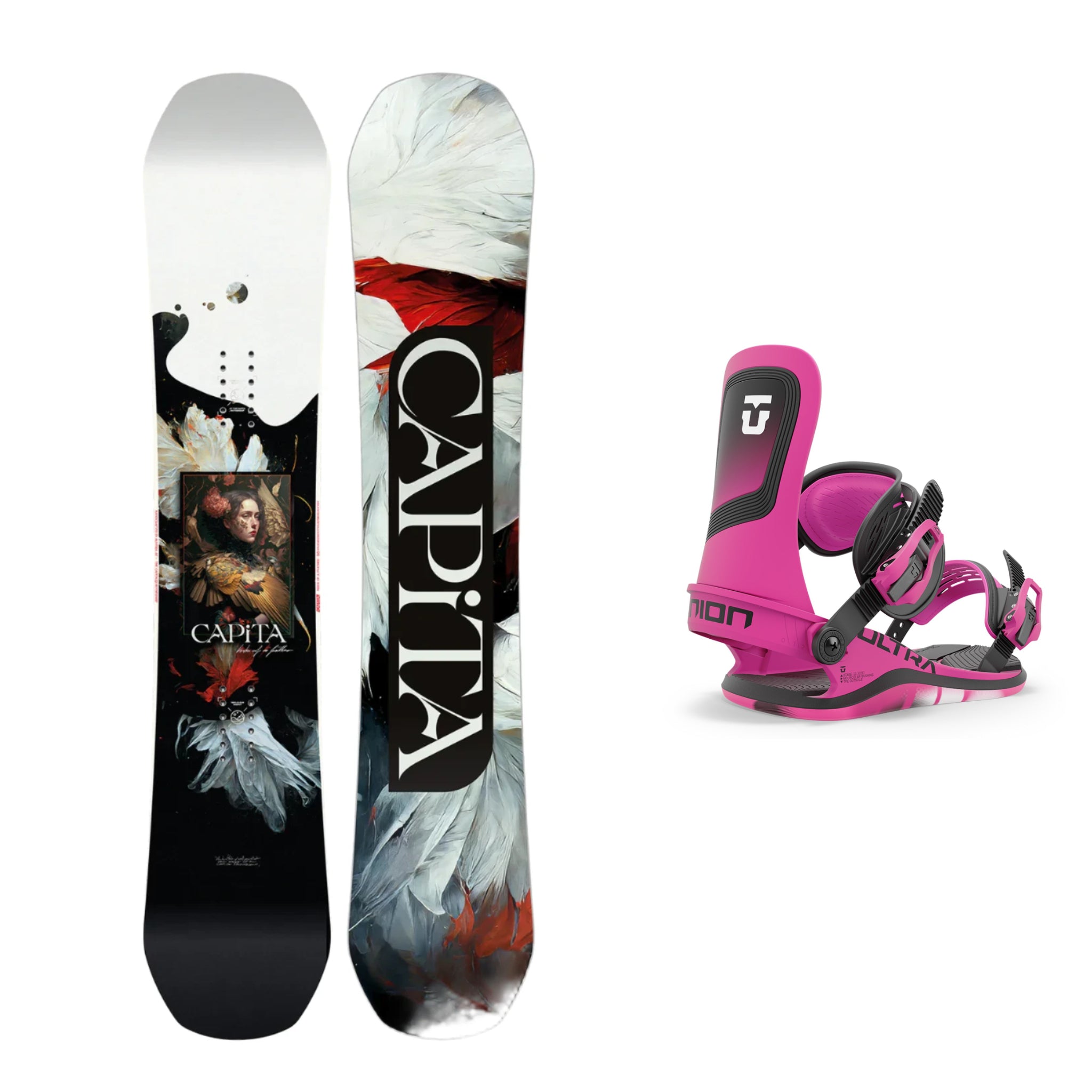 CAPiTA Women's Birds of a Feather Snowboard 2025 with Union Ultra Bindings - All-Mountain Freestyle Snowboard for Women | Perfect for Powder, Park & Backcountry Riding