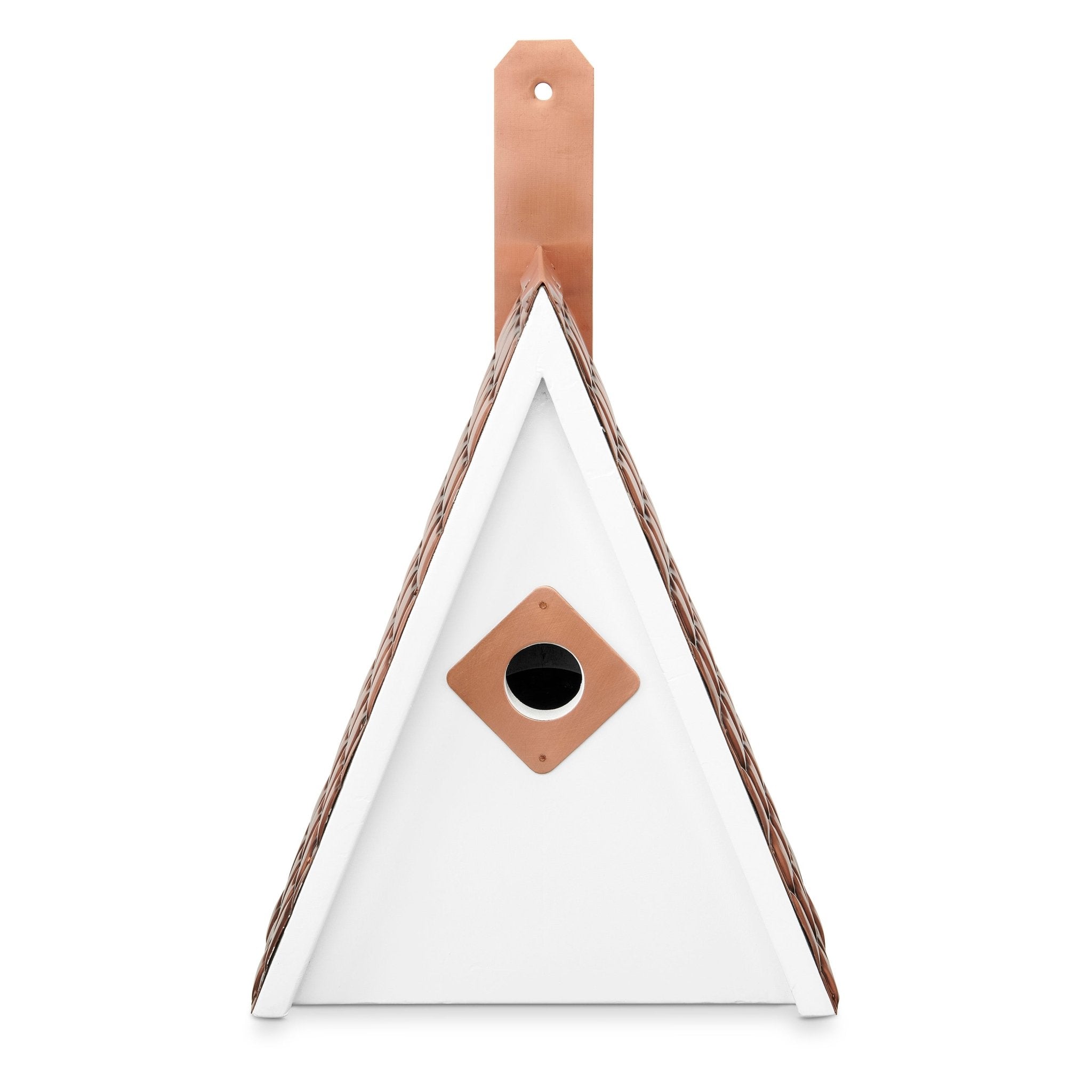 Swiss Chalet Style Bird House with Shingled Copper Roof - Handcrafted Garden Decor for Outdoor Bird Watching & Backyard Decoration