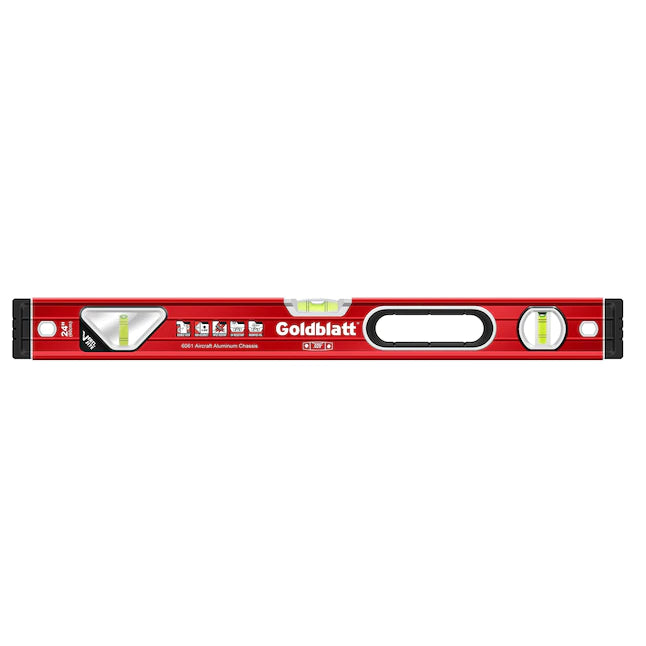 Goldblatt 24-Inch Aluminum Box Beam Level - G0900 - High Precision Tool for Construction, Carpentry & DIY Projects - Perfect for Framing, Tiling, and Home Renovation