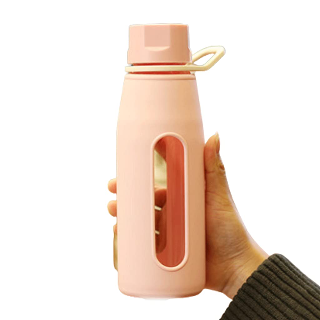 Eco-Friendly Transparent Glass Water Bottle with Silicone Sleeve - Leak Proof, Easy to Clean, Portable Water Container for Office, Gym, Travel & Outdoor Activities