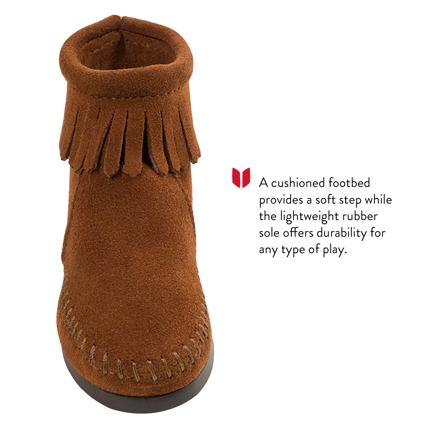 Minnetonka Back Zipper Boots for Kids - Soft Leather Ankle Booties with Easy Zipper Closure (Toddler/Little Kid/Big Kid) - Perfect for School, Playdates & Outdoor Adventures