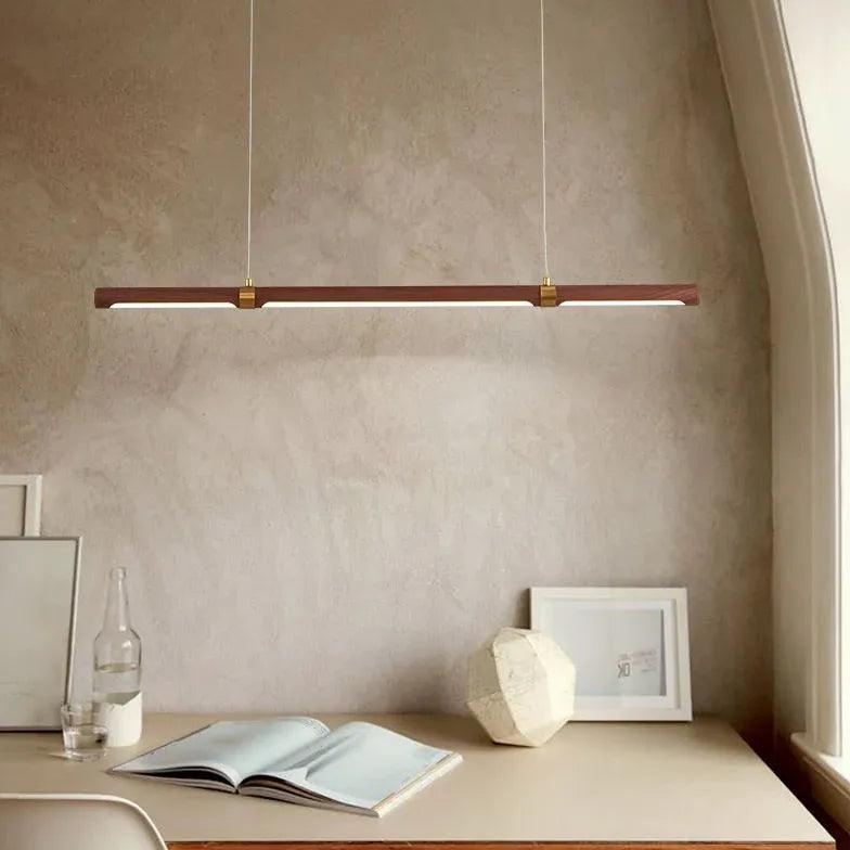 Modern Wooden Pendant Light - Slender Cylinder Design for Dining Room, Kitchen Island & Breakfast Nook | Rustic Farmhouse Ceiling Lighting Fixture