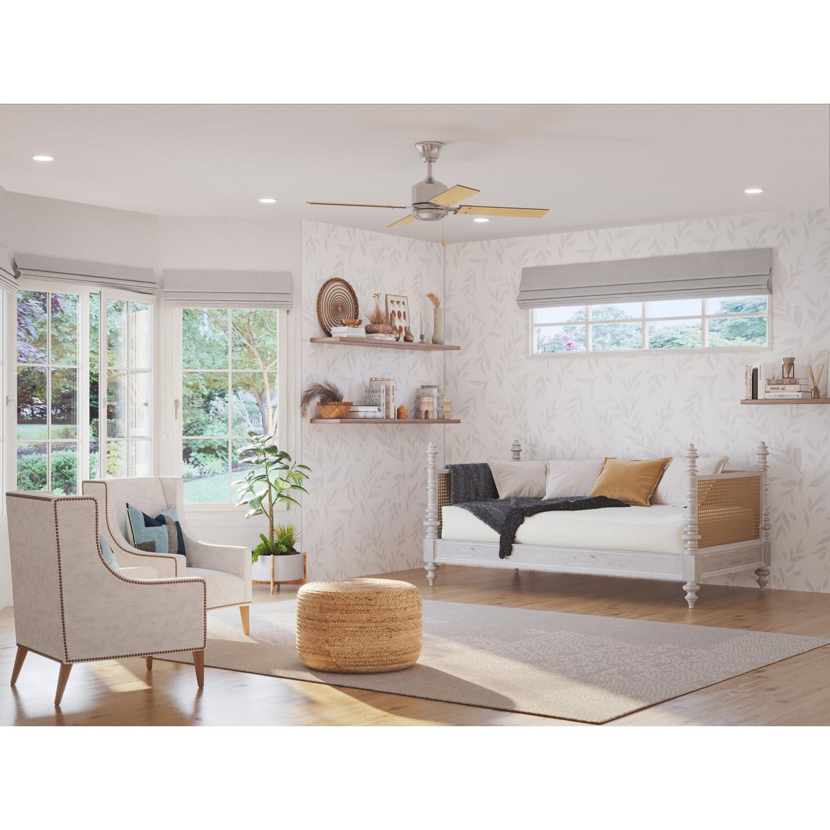 Clifton Heights 52-Inch 4-Blade Ceiling Fan with Remote Control - Modern Indoor Ceiling Fan for Living Room, Bedroom, and Office - Energy Efficient Quiet Cooling Fan with Light Kit Option