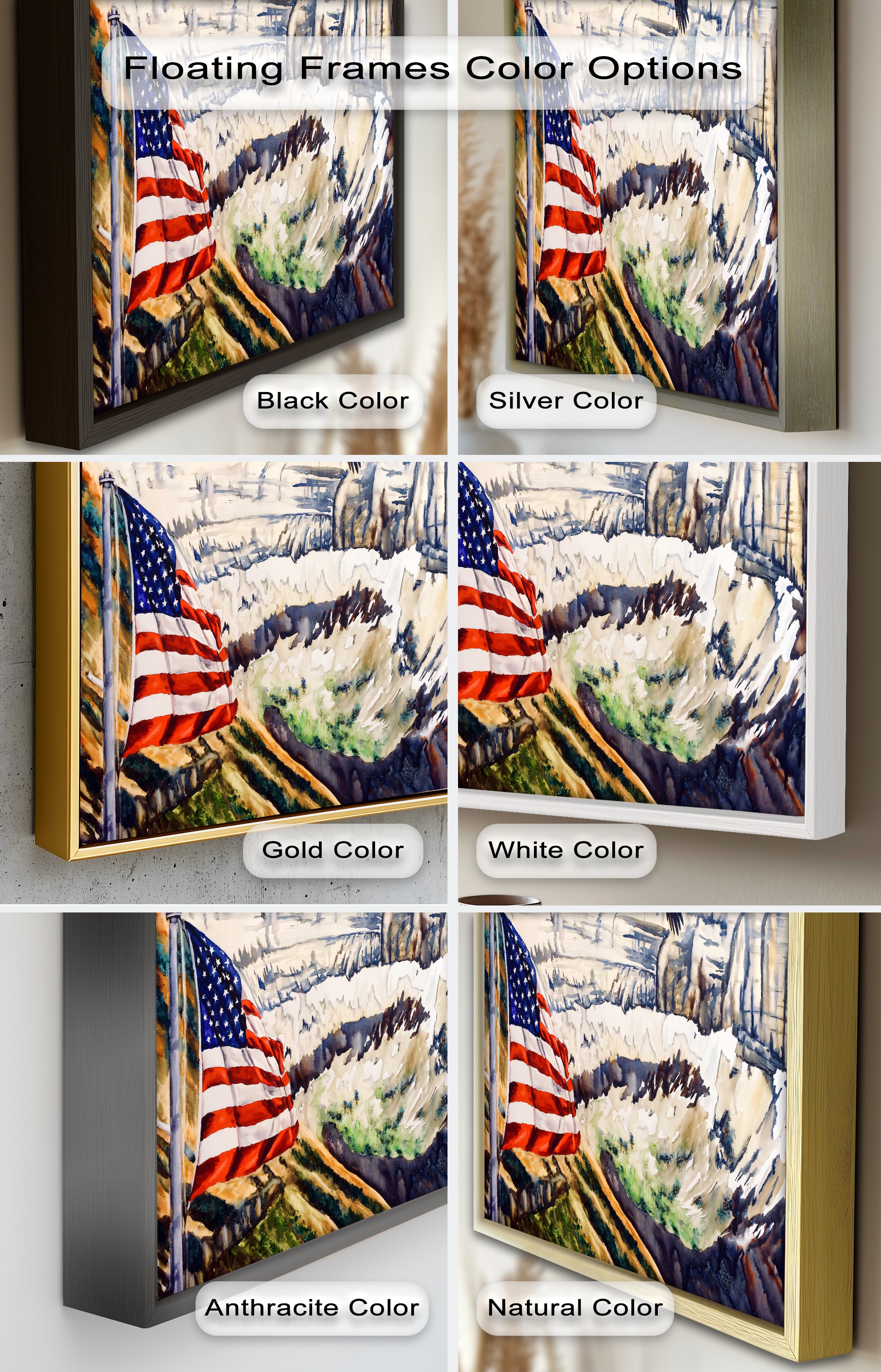 Patriotic Oil Painting of American Flag and Bald Eagle - Perfect for Home Decor, Office Wall Art & Gift for Independence Day