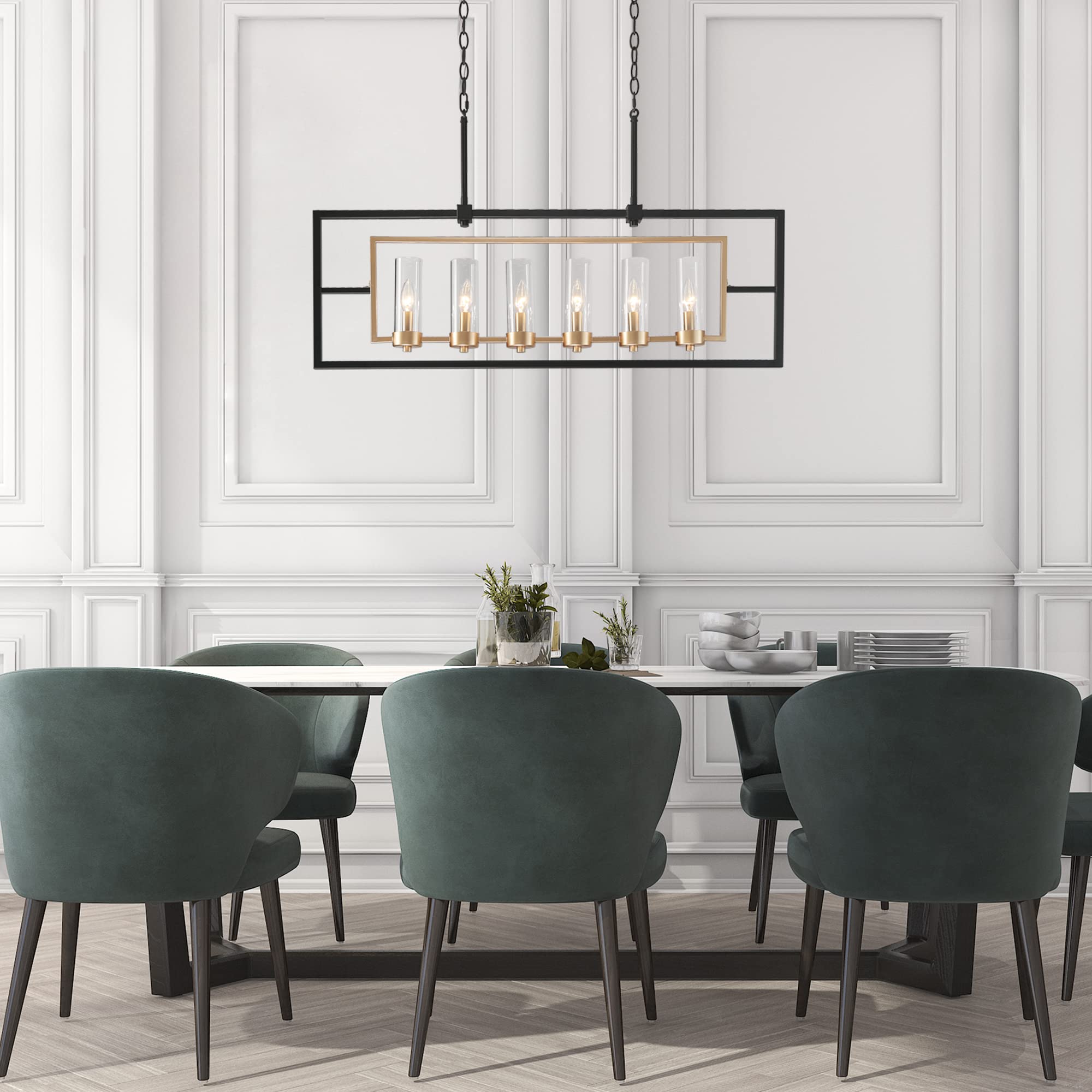 Modern Black Gold Chandelier - 37.5