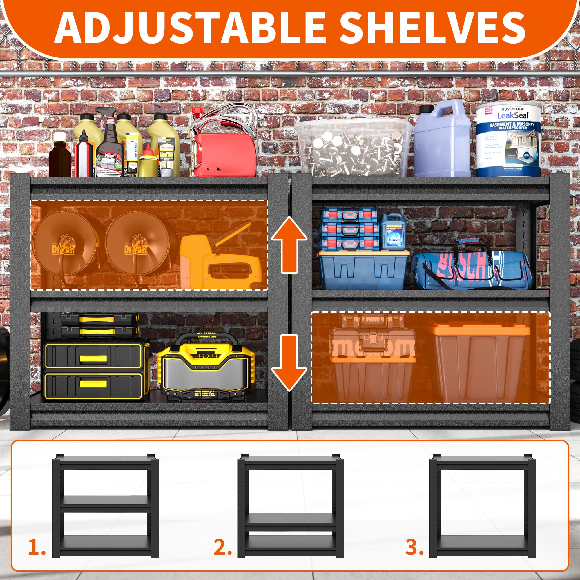 Heavy Duty 3-Tier Metal Garage Shelving Unit - 31.5
