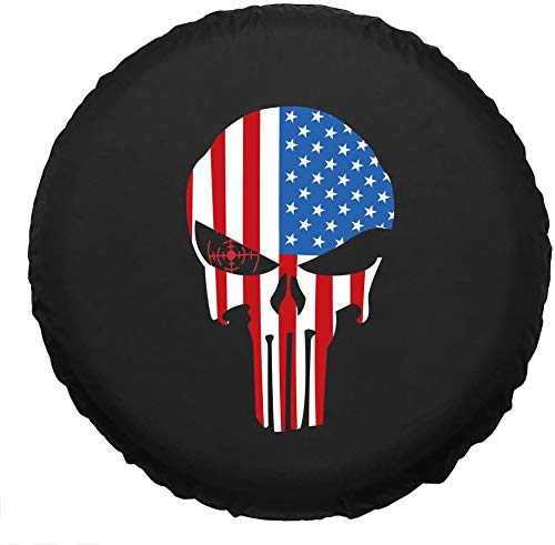 15 Inch Spare Tire Cover with Skull Design - Universal Fit for RV, Camper, Travel Trailer, Boat & All Vehicles (27