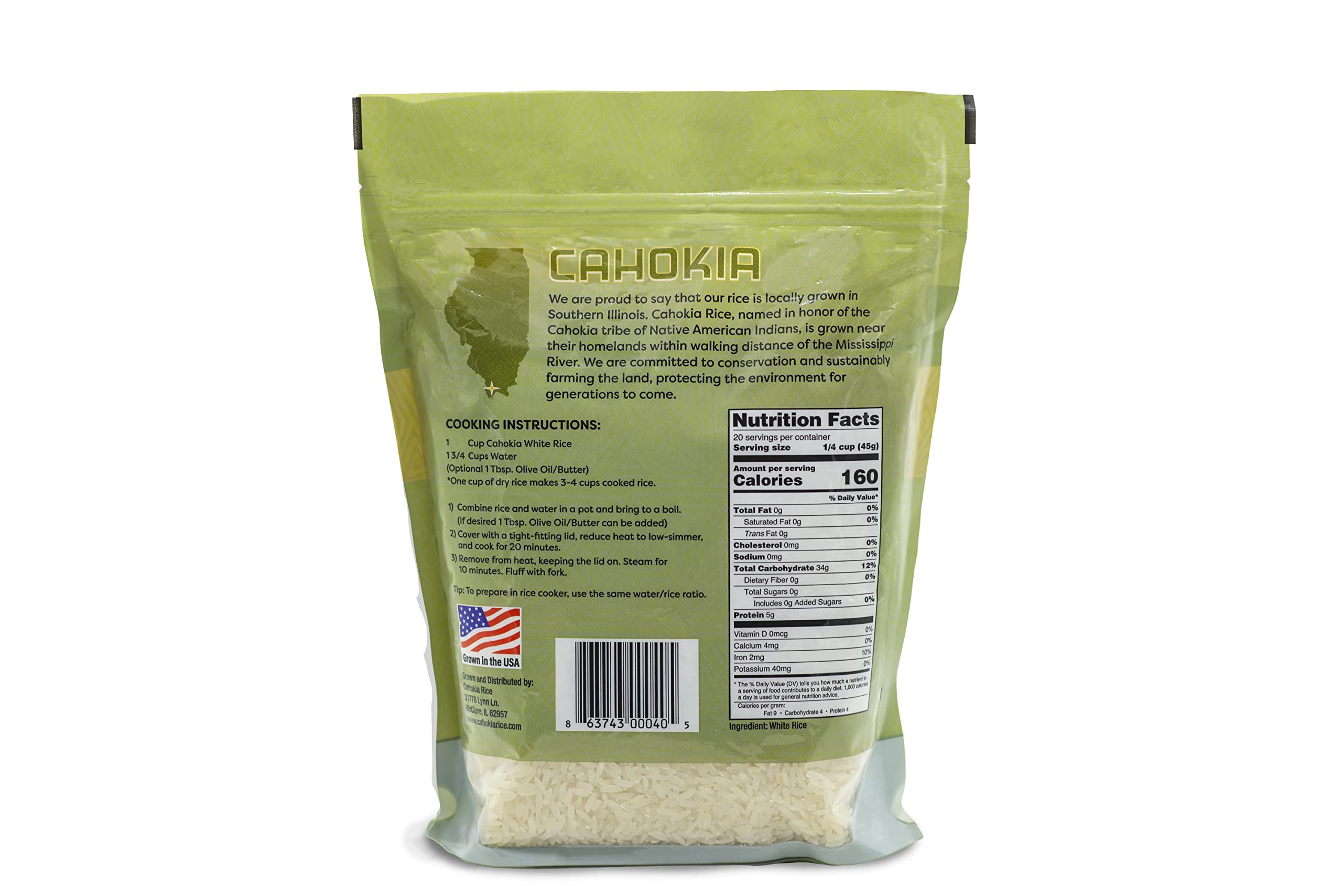 Organic Cahokia High Protein White Rice - Non-GMO, Gluten-Free, 5lbs Bag - Perfect for Meal Prep, Bodybuilding & Healthy Cooking