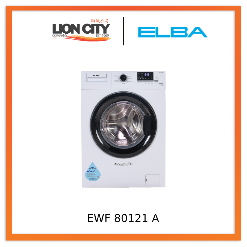 ELBA EWF 80121 A 8kg Front Load Washing Machine - Energy Efficient, Quiet Operation for Apartments & Small Homes - Perfect for Laundry Rooms & Compact Spaces