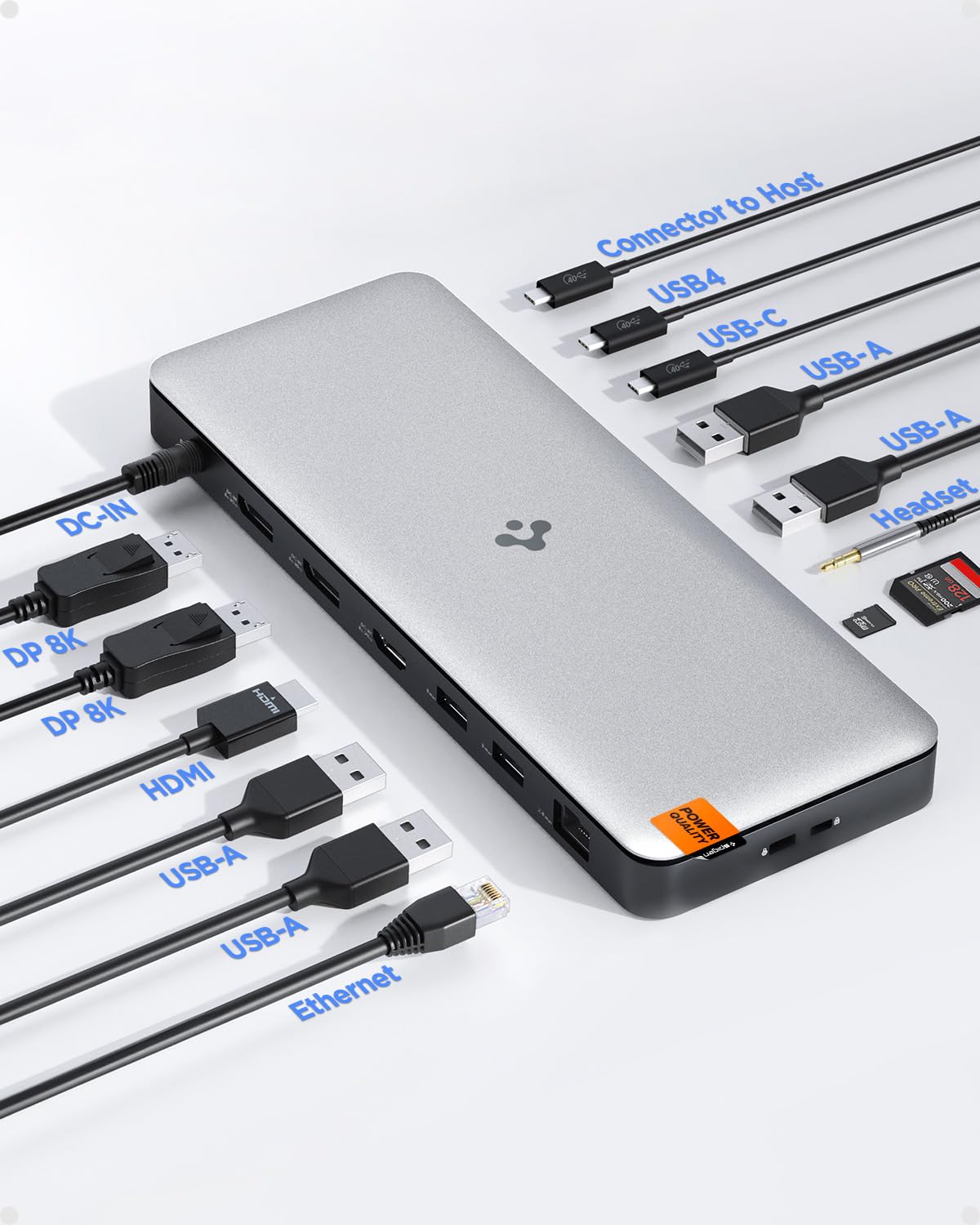 Spigen ArcDock Pro 14-in-1 Thunderbolt 4 Docking Station with 8K Resolution, Triple Display Support, 96W Charging, USB4, HDMI, DP, Ethernet for MacBook Pro/M3/M2/Air & Windows - Perfect for Home Office, Gaming & Multi-Tasking [Includes USB-C Cable & Adapter]