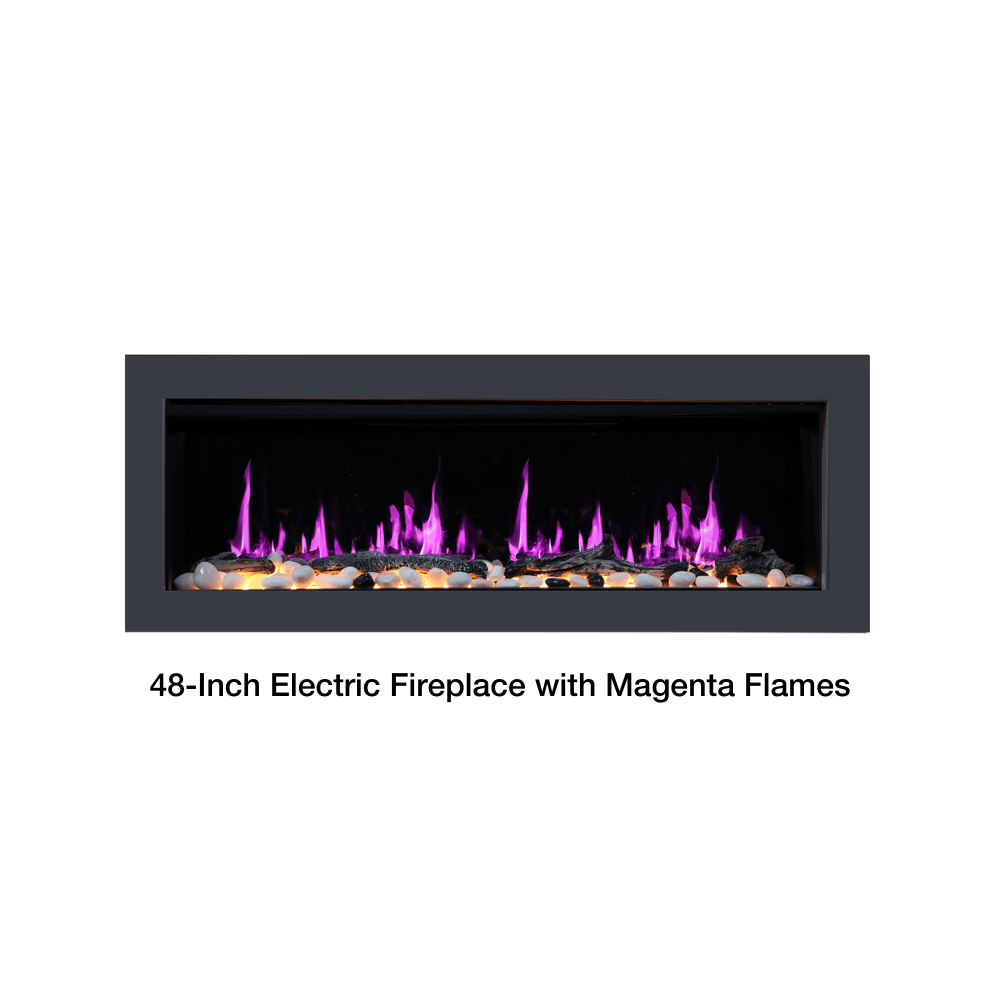 Litedeer Homes Latitude II Built-in Smart Electric Fireplace with 3-Inch Trim - Realistic LED Flame Technology for Cozy Home Heating | Perfect for Living Rooms, Bedrooms & Offices