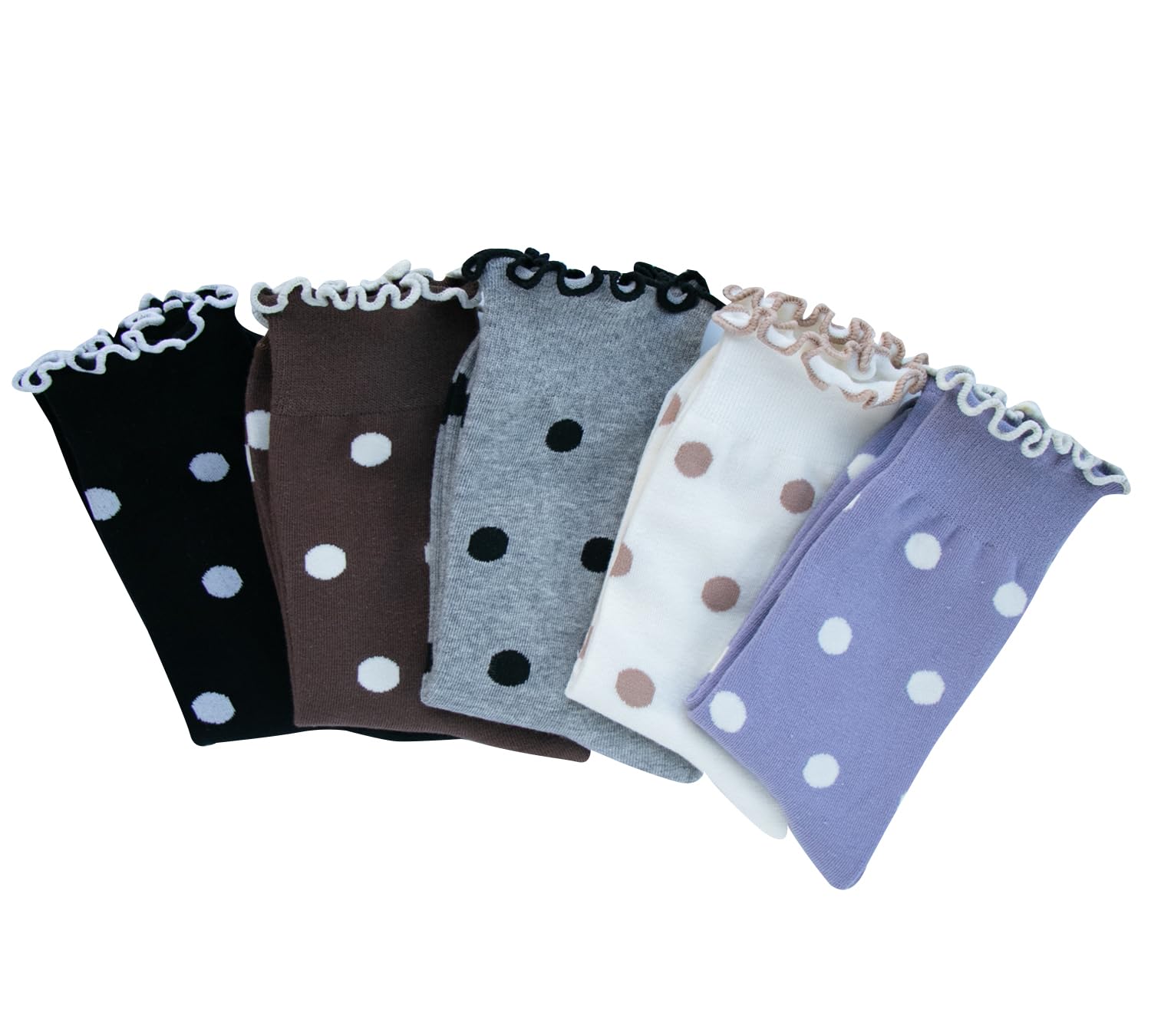 Polka Dot Cotton Ankle Socks for Women - 5/6 Pairs - Cute & Fun for Casual Wear