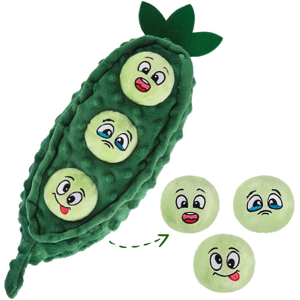 BINGPET Plush Squeaky Dog Toys - 3 Pack Pea-Shaped Soft Chew Toys with Squeaky Balls for Puppies, Durable Interactive Fetch & Hide Seek Play (Perfect for Training, Teething, and Indoor/Outdoor Playtime)