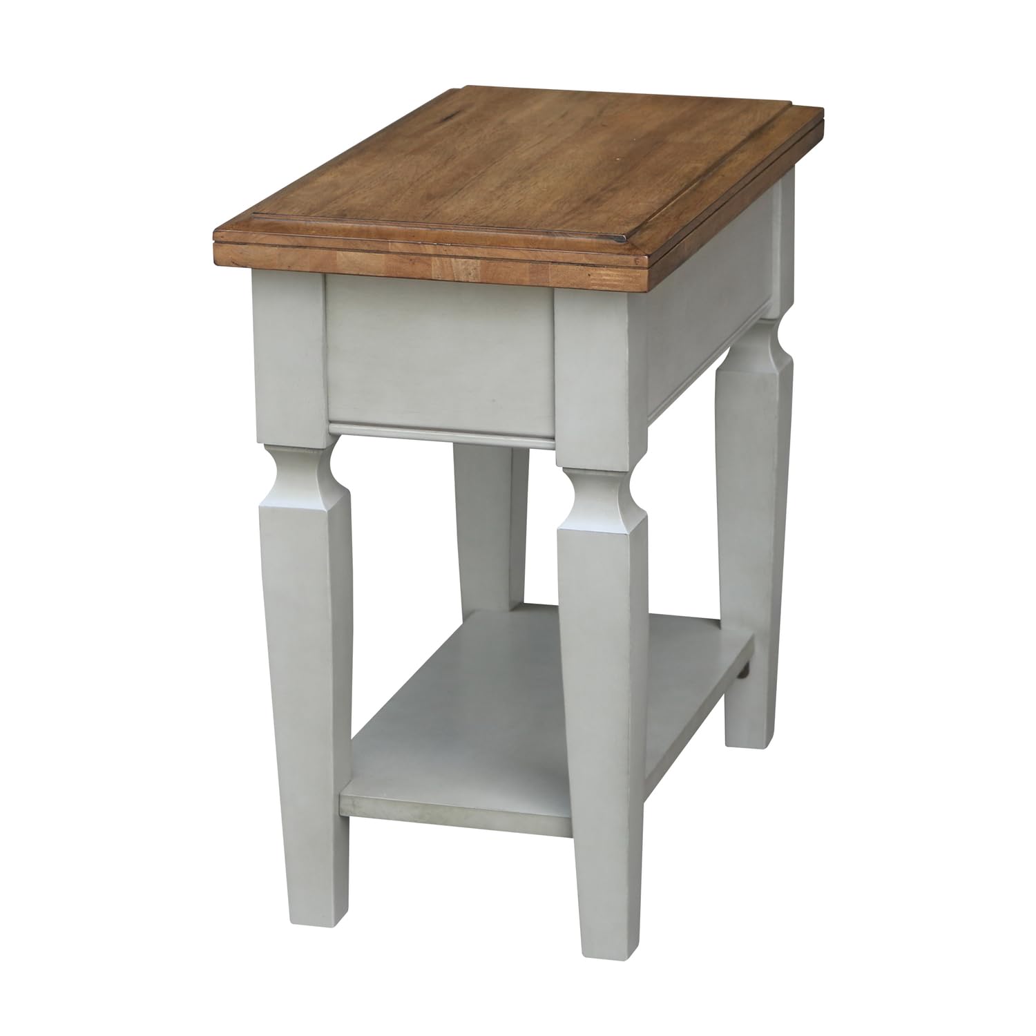 IC International Concepts Solid Wood Vista Side Table - Distressed Hickory & Stone Finish - Perfect for Living Room, Bedroom or Office Decor