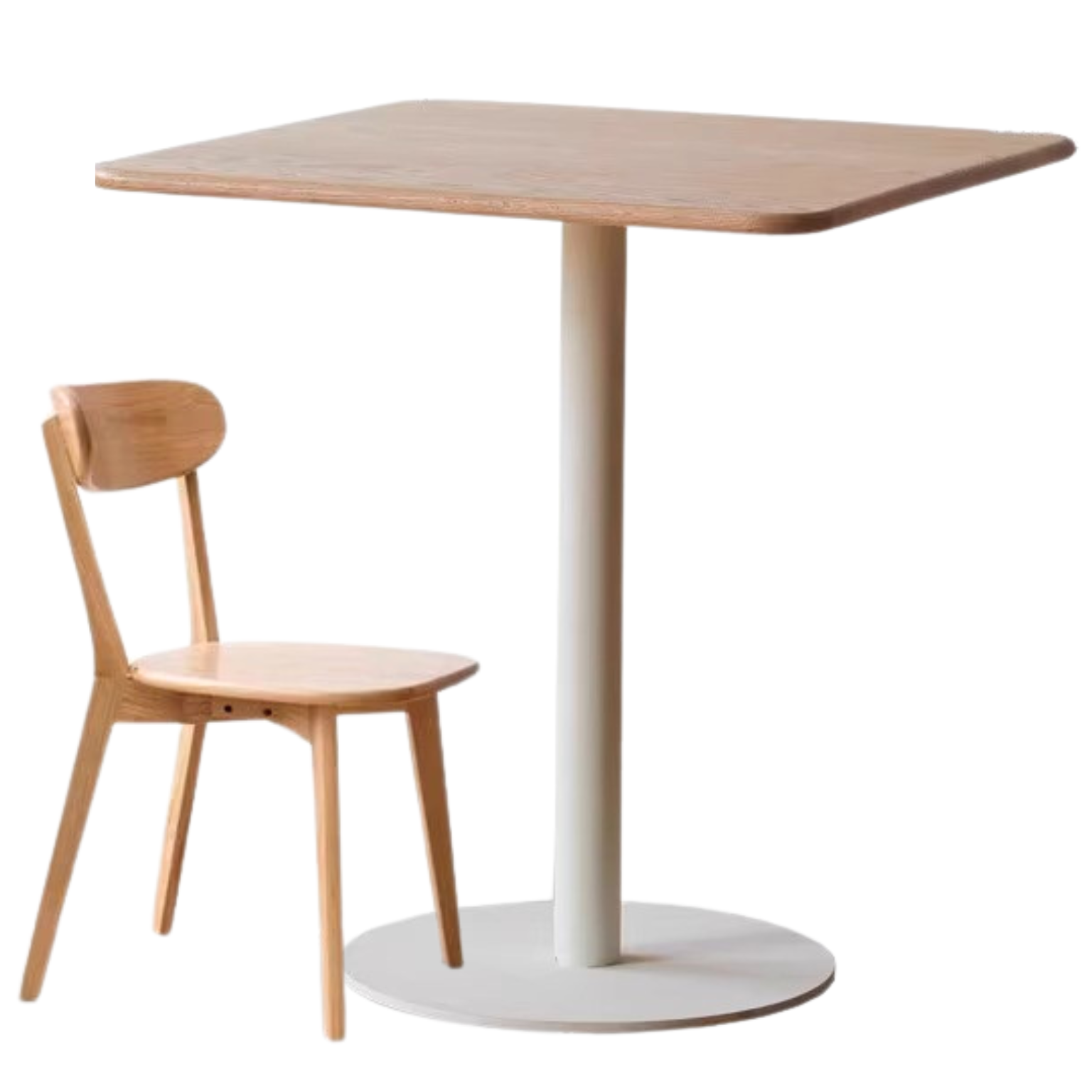 27.5x27.5x29.5 inch / 70x70x75 cm / Natural Wood Color / Square table + two dining chair