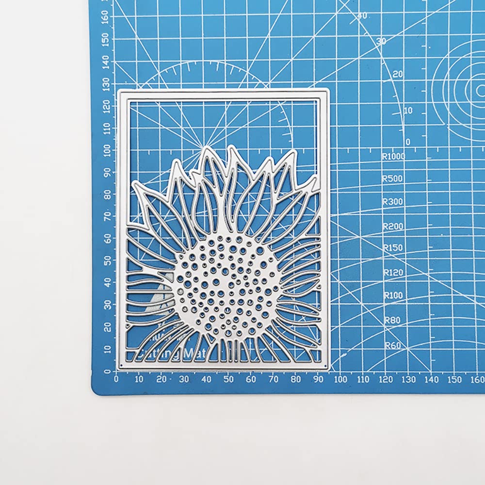 Sunflower Frame Metal Cutting Dies for Card Making - Summer & Spring Floral Background Die Cuts - Carbon Steel Embossing Stencil for DIY Paper Crafts, Scrapbooking, Photo Album Decor - Perfect for Wedding Invitations, Greeting Cards, and Home Decor Projects