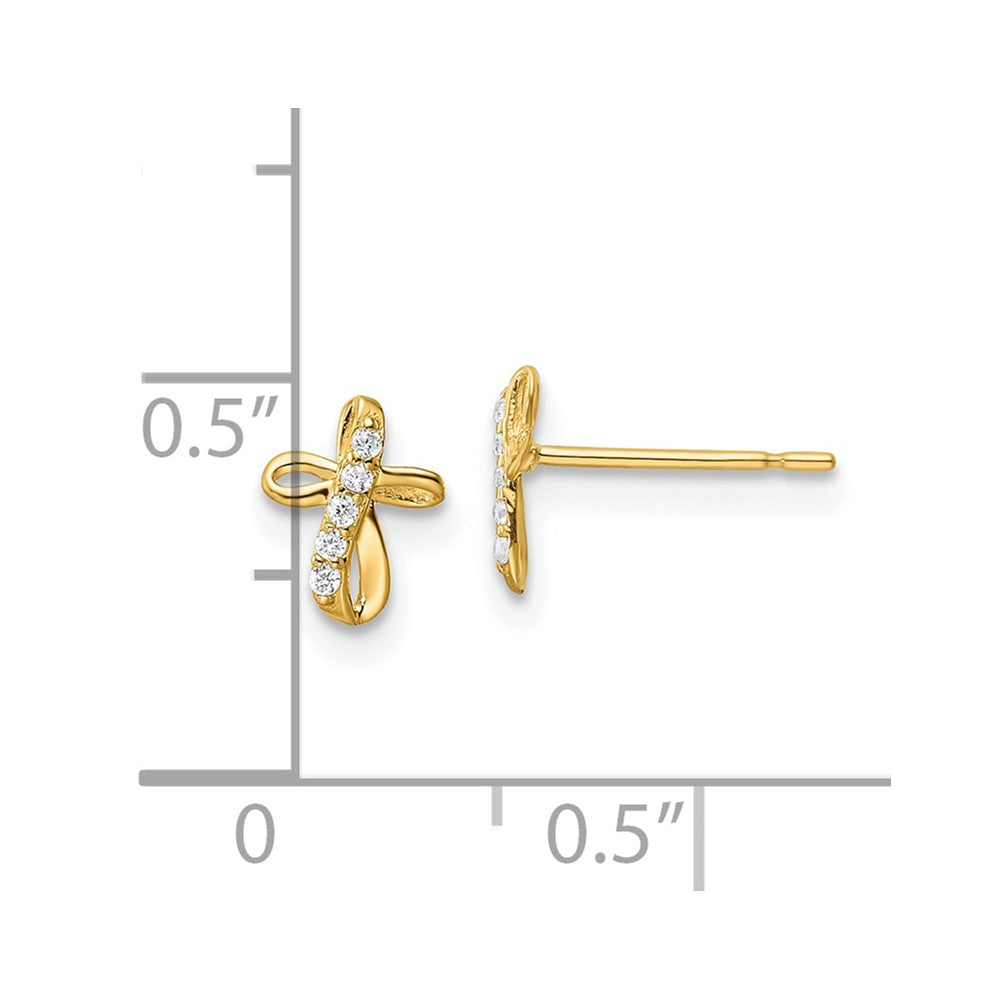 14K Gold Plated CZ Cross Post Earrings for Women - Hypoallergenic Cubic Zirconia Stud Earrings - Perfect for Church, Weddings & Everyday Wear - Model YE2123