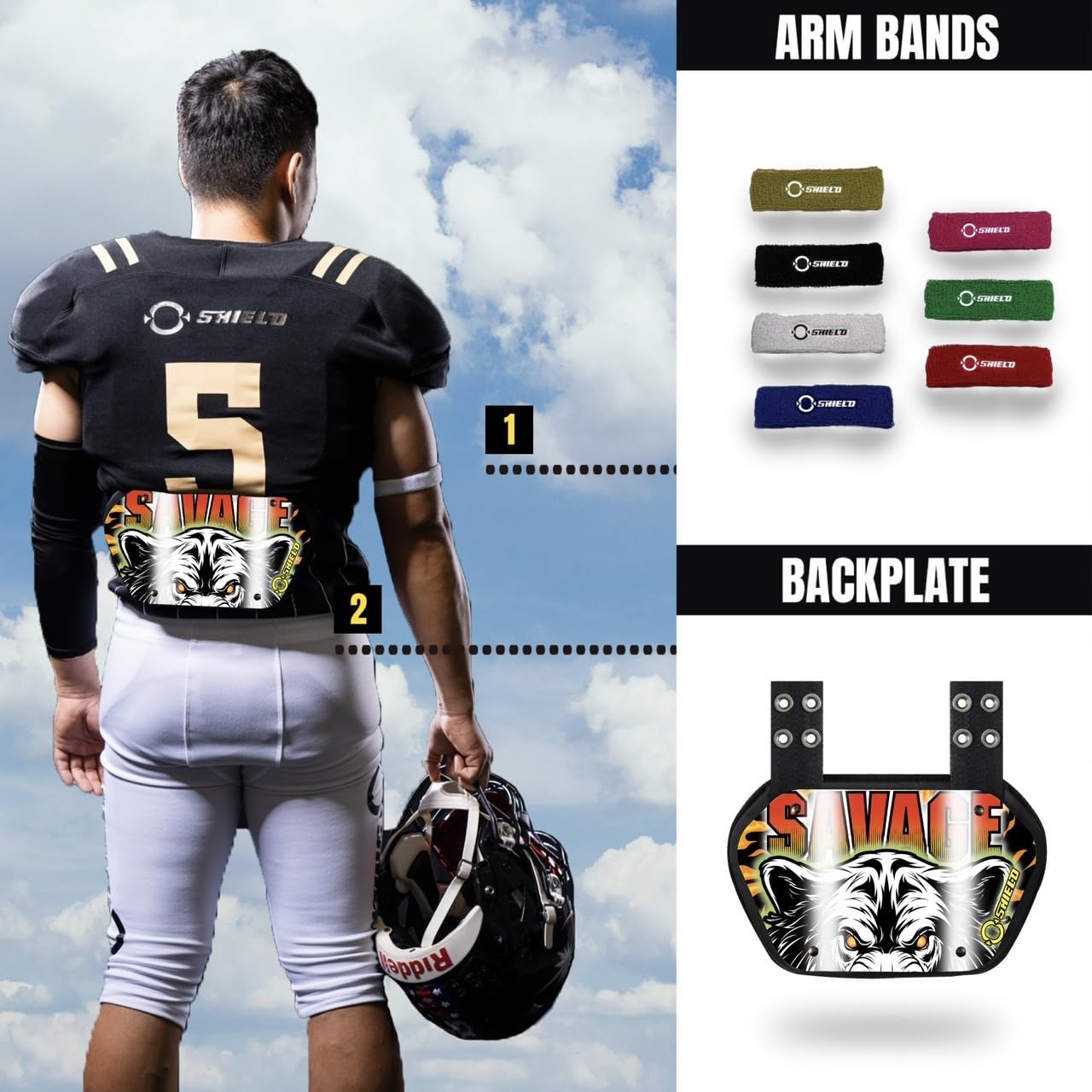 O Shield Football Back Plate - Wild & Animal Series for Enhanced Protection | Durable Football Backplate for Youth & Adult Players | Ideal for Training, Games & Safety Gear