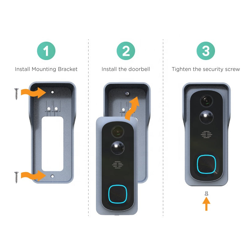 Full HD Video Doorbell with 2 Ring Indoor Chimes, 32GB Micro SD Card & Wall Charger - Smart Home Security for Front Door Monitoring (Day/Night Vision, Motion Detection)